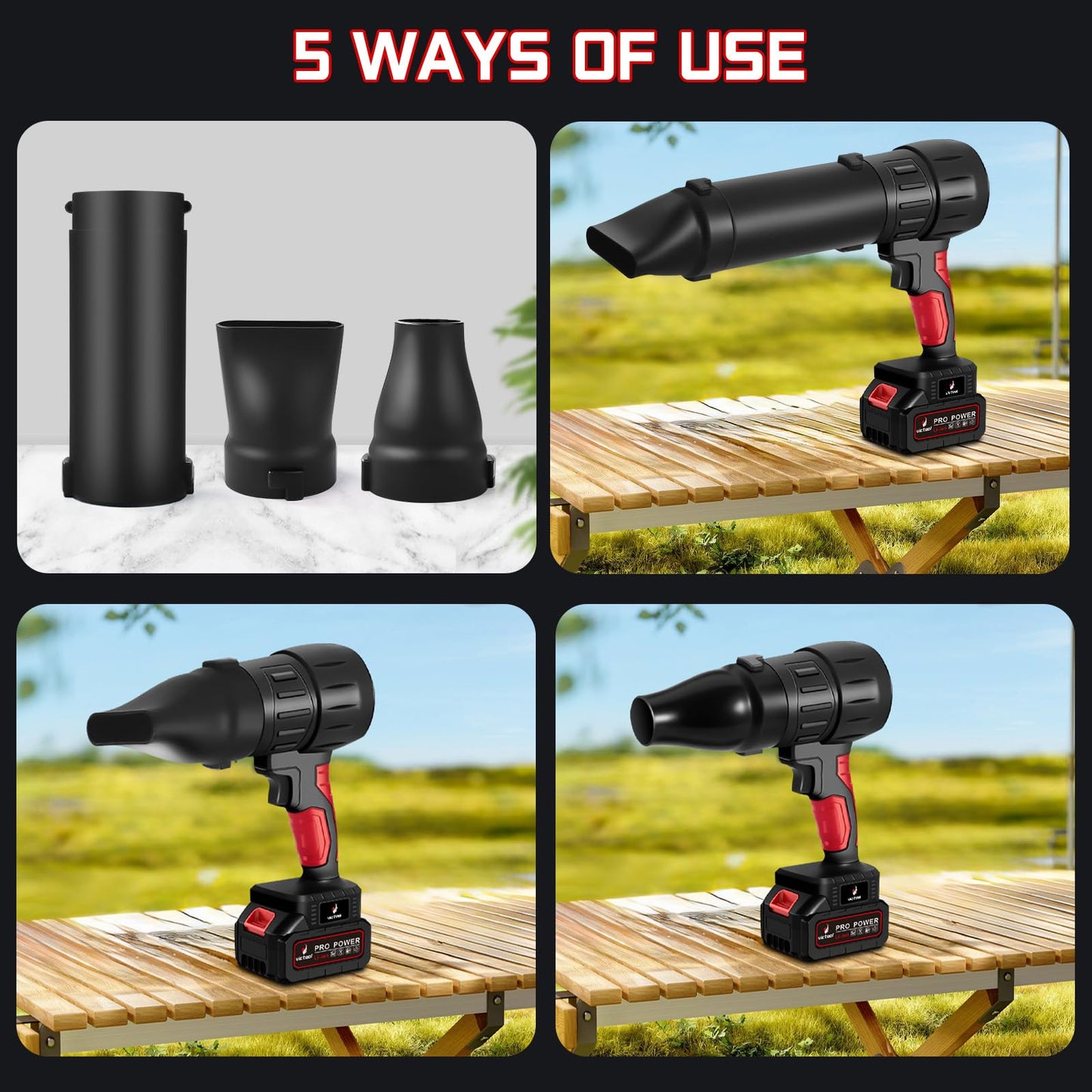 Oubit Compressed Air Duster, 350000RPM Portable Violent Jet Dry Blower, Speedless Cordless Turbo Turbo Fan, Electric Air Duster with Brushed Motor 10-Cell 1300mAh Battery for Car and Home