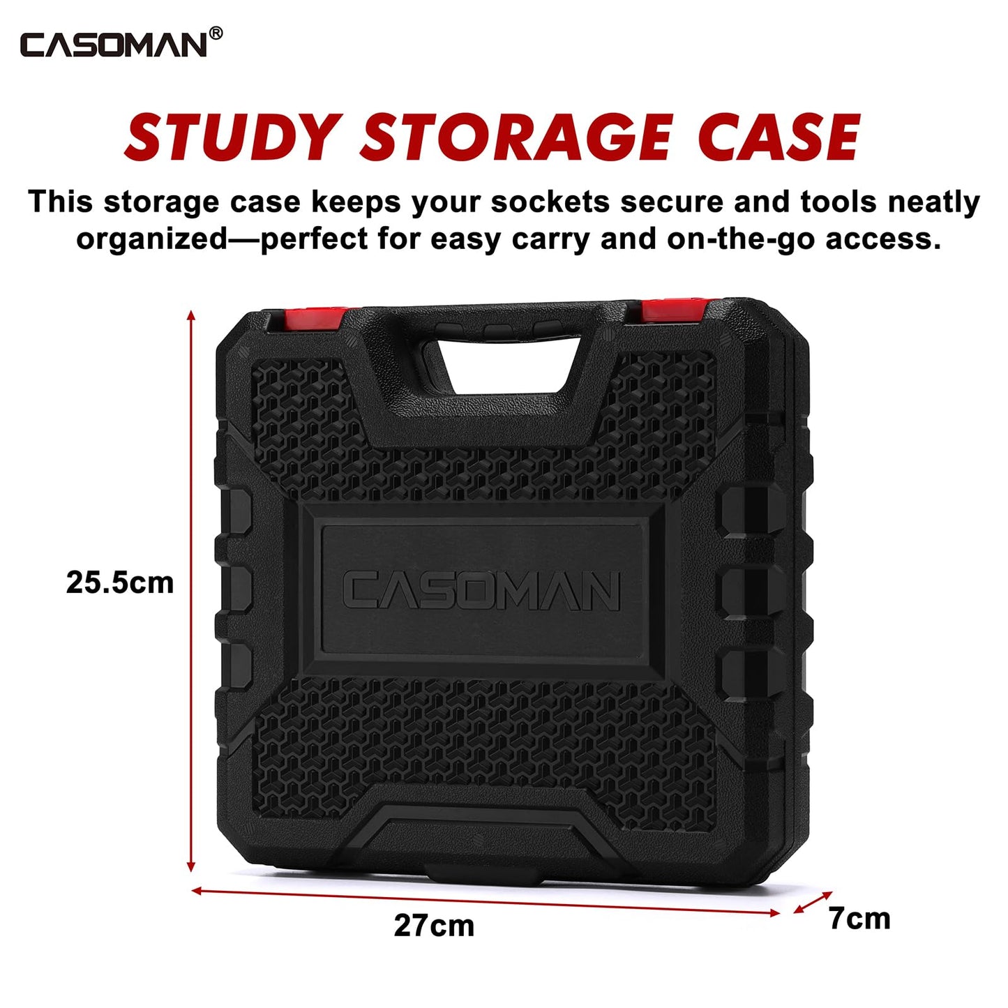 CASOMAN 14PCS 1/2" Drive Deep Impact Socket Set, SAE, 6-Point, CR-MO, 3/8" to 1-1/4", for Auto Repair, Mechanic, with Portable Case, Easy-to-Read Size Markings, Rugged Construction