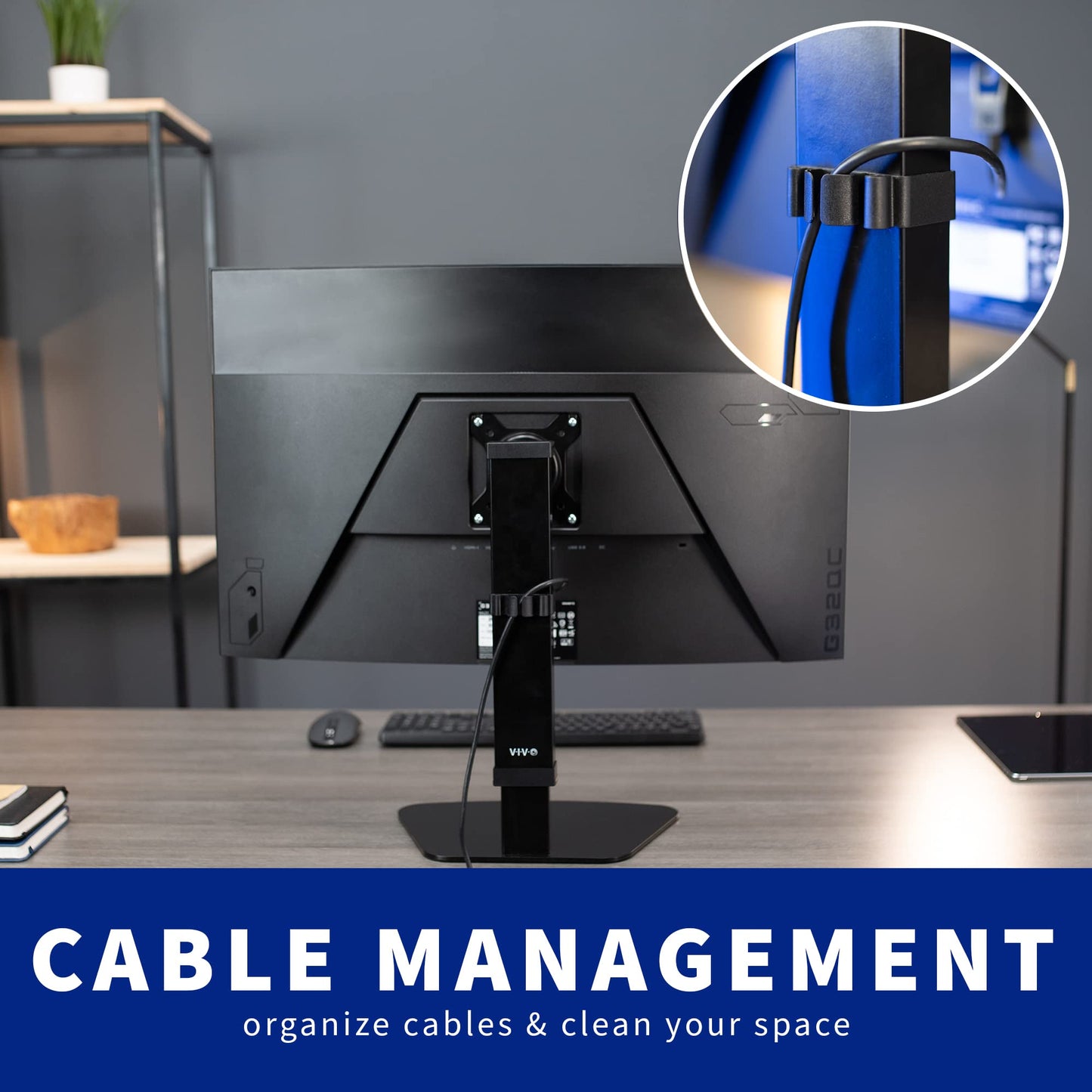 VIVO Tall Free Standing Single Monitor Desk Stand, Precise Ratchet System Height Adjustment Mount for Screens up to 32 inches, Black, STAND-V001V