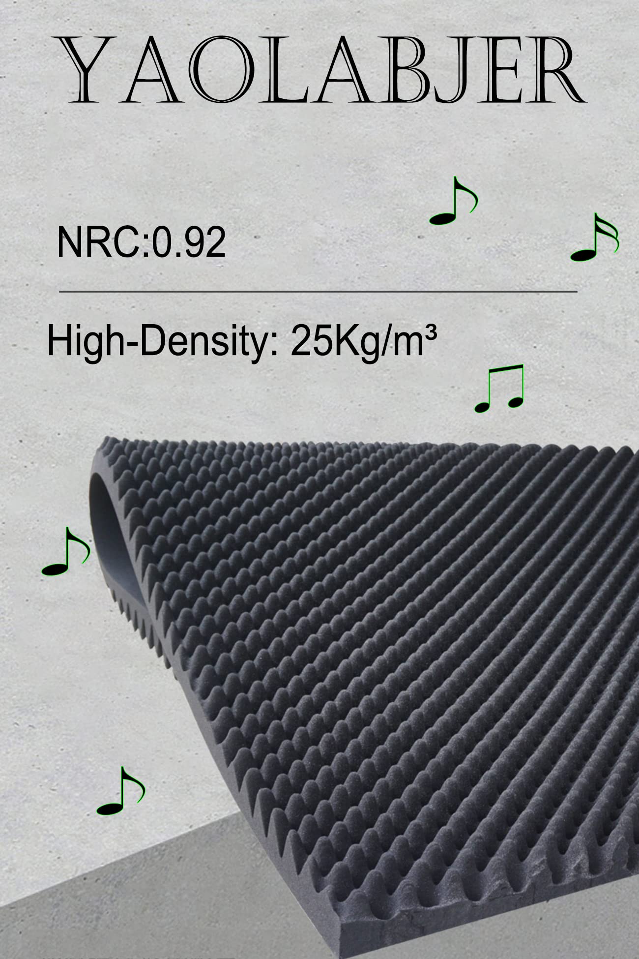 Yaolabjer 2 Pack 48"X 24"X 2" Black Sound Proof Foam Panels, Acoustic Foam Egg Crate Foam Panel, Noise Cancelling Foam Studio Foam Panel, Sound Panels Noise Reducing For Walls