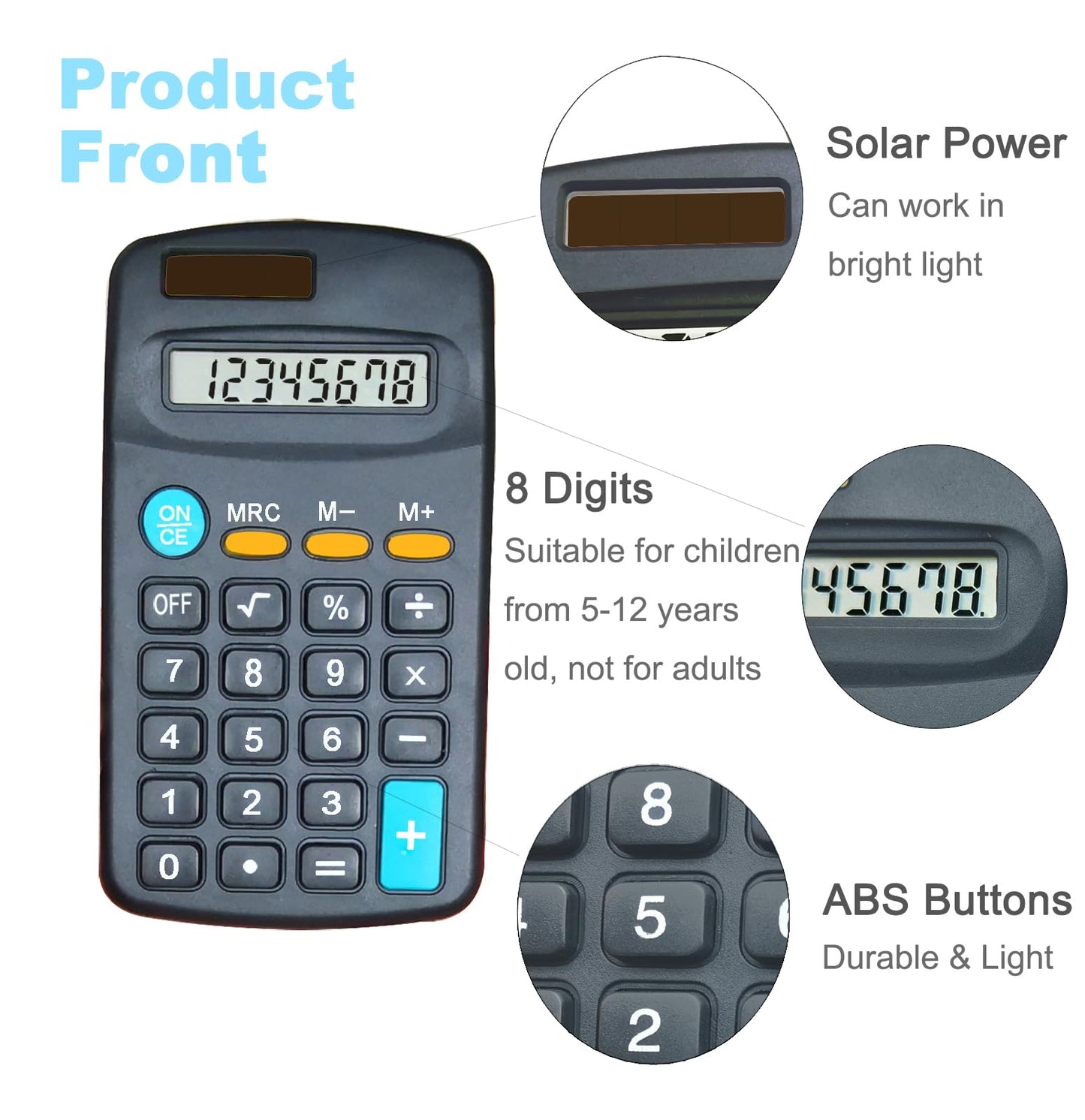 Basic Calculator Dual Power 8 Digit Desktop Calculator (Black,Set of 30)