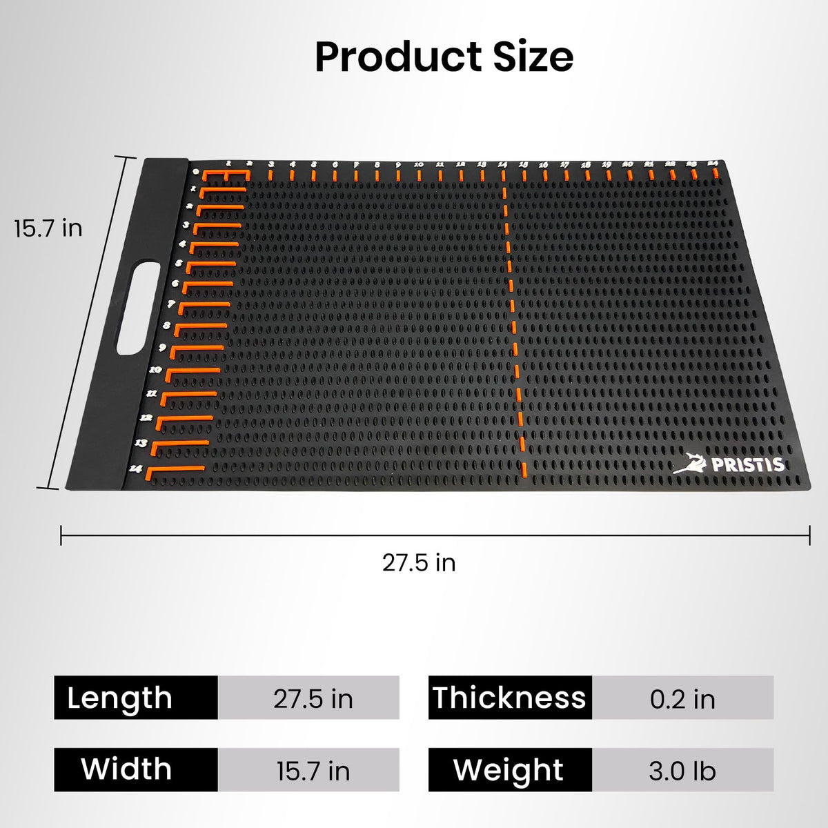 Pristis Anti-Slip Fish Fillet Mat with Measuring Scale, Large Rollable Cleaning Board with Texture & Ruler for Filleting Scaling, 28'' x 16'' Nonslip Heavy Duty Cutting Mat Tool Kit for Boat