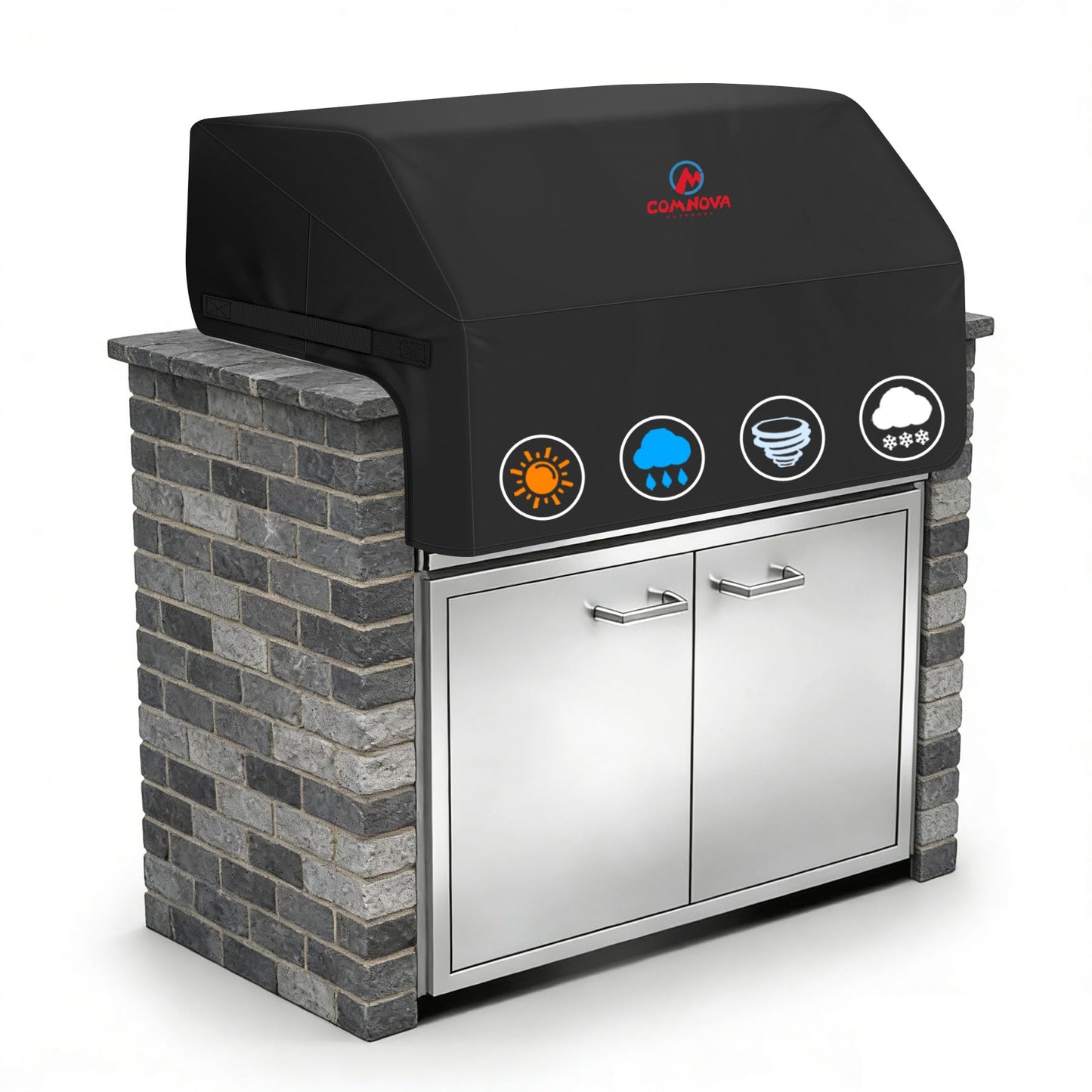 Comnova Built-in BBQ Cover 37 Inch - 600D Island Barbecue Grill Top Covers Heavy Duty & Waterproof, Premium Built in Grill Cover for Char-Broil, Napoleon, Weber, Bull and More - 37 x 27 x 24 Inch