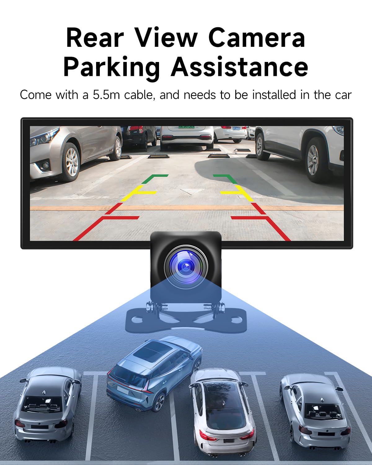 11.26'' Wireless Portable Car Play Screen for A-pple CarPlay & Android Auto, Backup Camera, Mirror Link, Bluetooth, Voice Control, GPS Navigation, FM