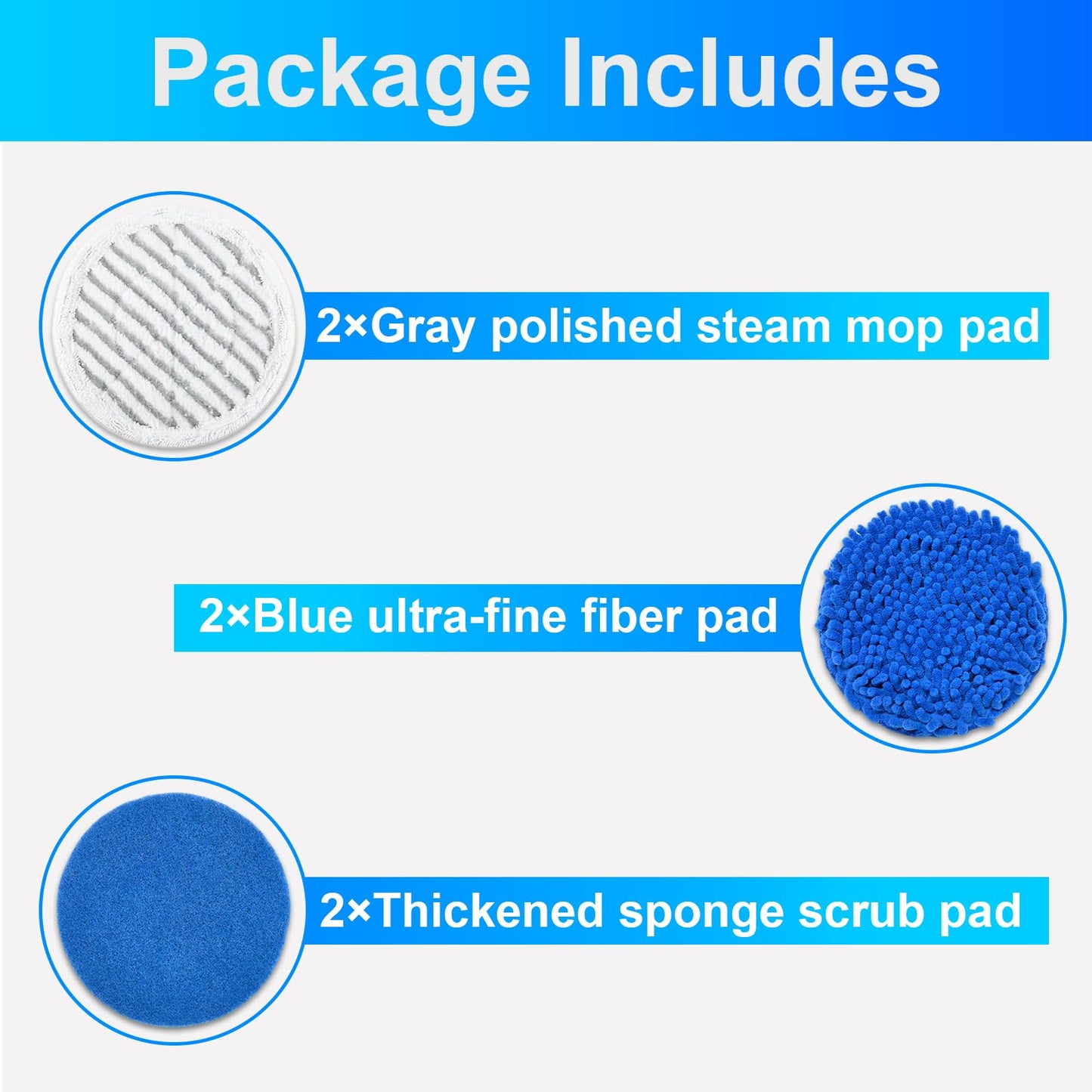 6-Piece Washable Steam Mop Pad Replacement Set Compatible with Shark Models S8002BRN, S8201, S8001, S7201, S7000 | Combines Steam Cleaning and Scrubbing with Anti-Slip Grip Pads
