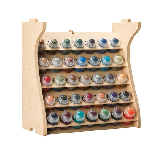 Bucasso Wooden Model Paint Organizer, Paint Rack with MDF Material for 35 Paint Bottles, Craft Paint Holder Suitable for Tamiya/Vallejo/Citadel, GK11 (Can be combined with other GK style)