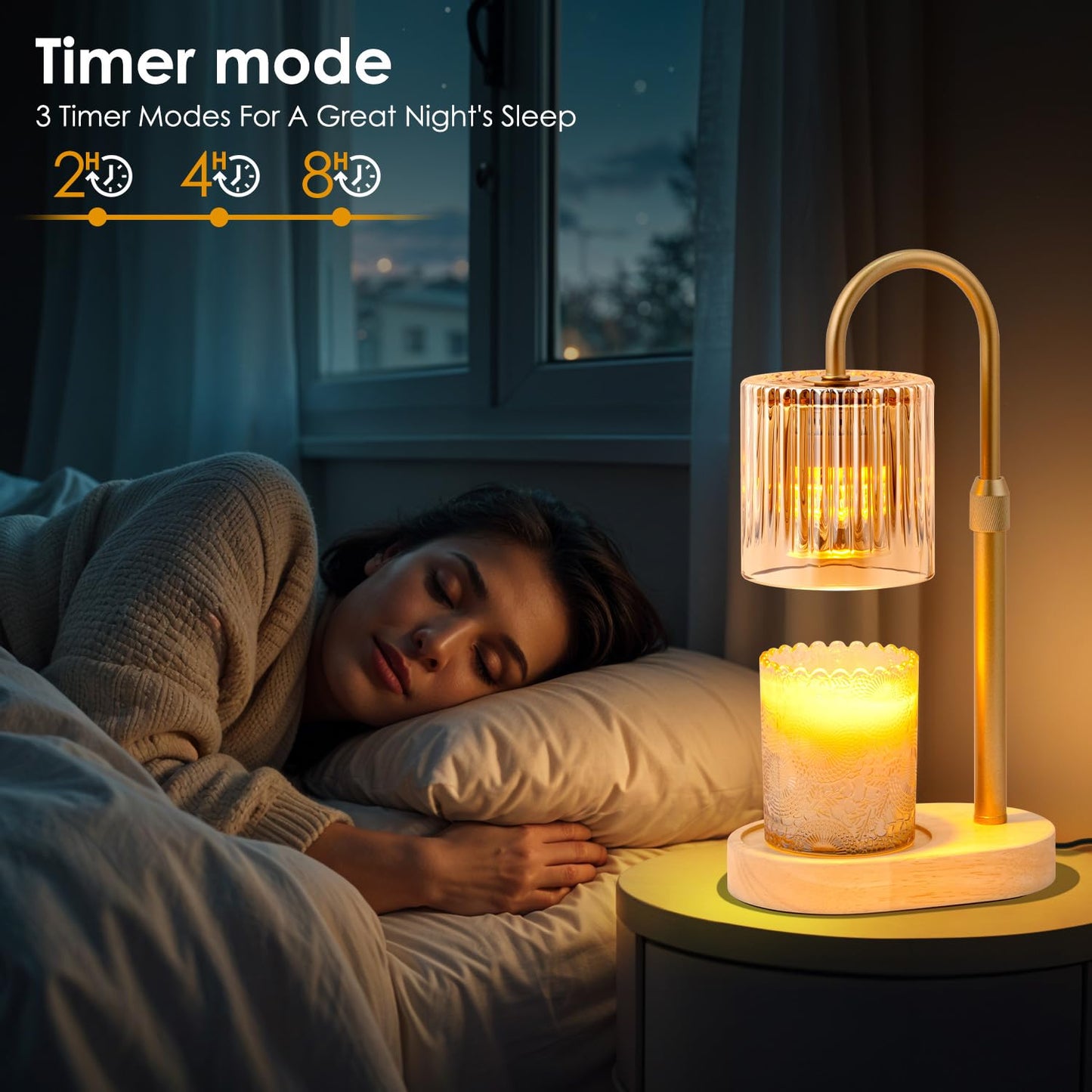 Candle Warmer Lamp with Timer Dimmable - Elegant Candle Warmer Adjustable Height, Candle Lamp Wax Melt Warmer for Jar Candles Birthday Gifts for Women Mom, Christmas House Warming Gifts New Home Decor