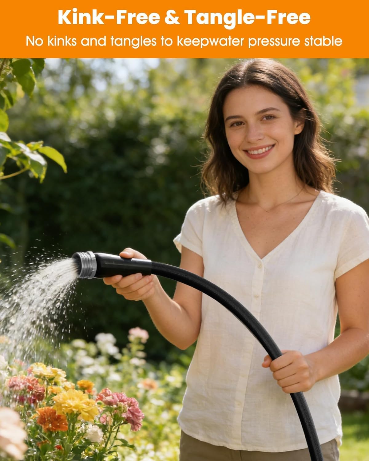 Garden Hose, Lightweight, Ultra Flexible, Durable, Kink-Free Garden Hose, RV, Marine and Camper Hose (50 FT)