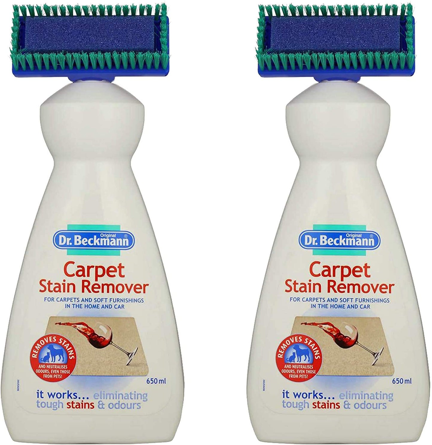 Dr. Beckmann 2 X Carpet Stain Remover with Cleaning applicator/Brush -650ml