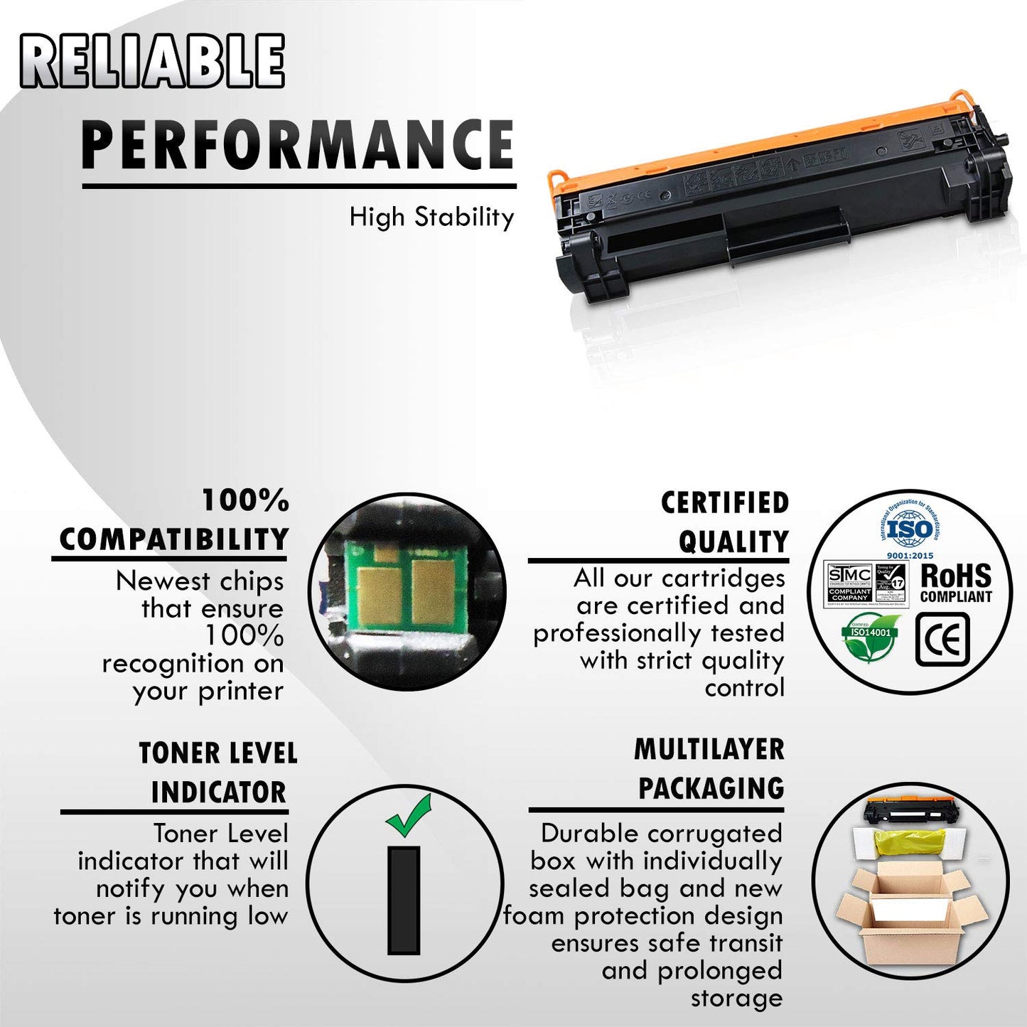 2 Inkfirst Compatible Toner Cartridges Replacement for HP CF248A 48A Laserjet Pro M15w M15a M16 MFP M28a M28w M29a M29w (Update CHIP Version)