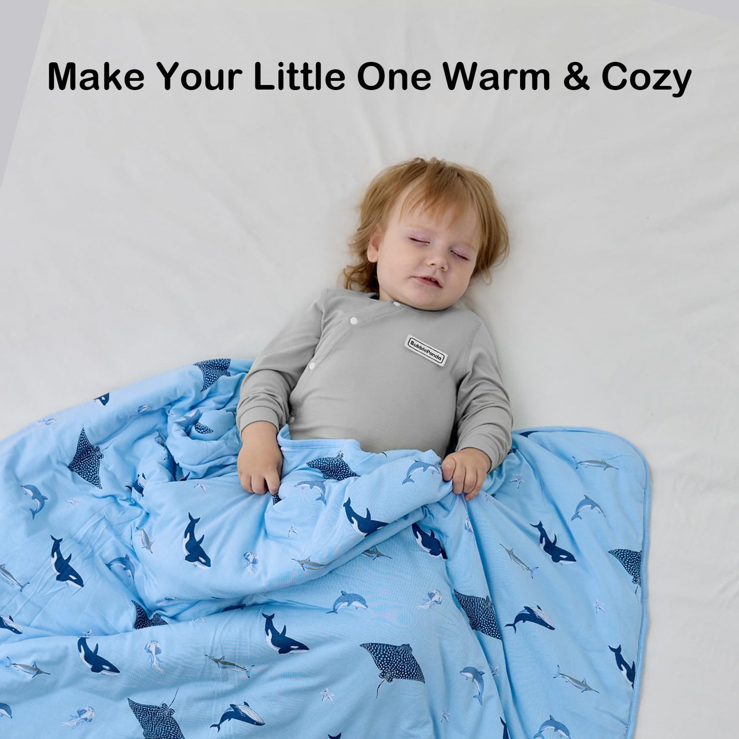 BubblePanda Rayon Made from Bamboo Baby Blanket for Boys Girls Neutral Soft Crib Blanket Toddler Quilt Comforter Newborn Nursery 30 x 40 Inch Shark