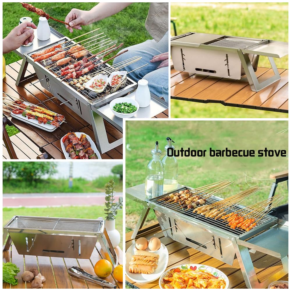 ANQIA Portable Charcoal Barbecue Grill For 3-6 people Quick Foldable Grill for Travel Outdoor Patio Backyard Cooking and BBQ Camping Grill Picnic