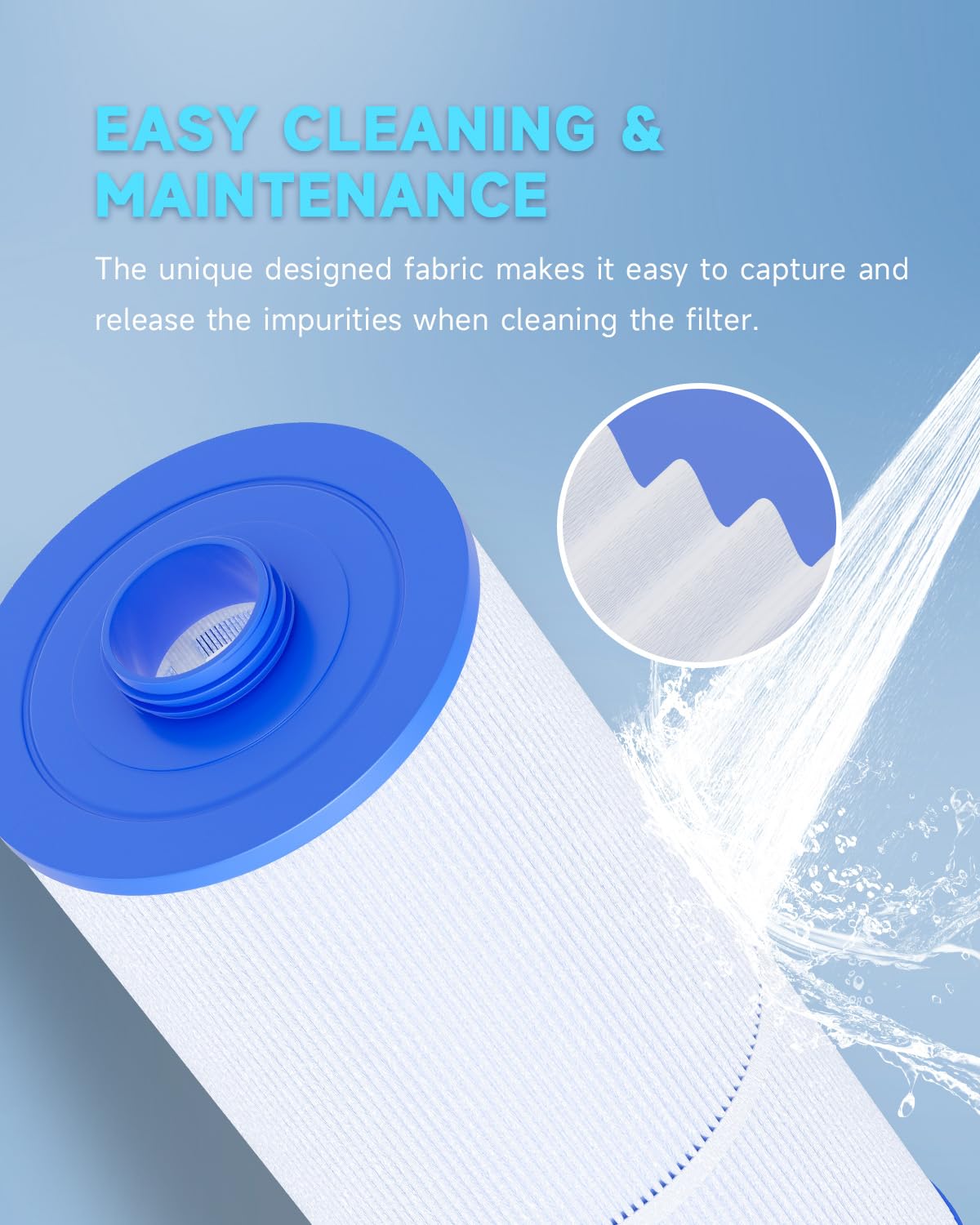 AQUALTRA 6CH-960 Spa Filter Replacement Compatible with PJW60TL-F2S, J-300, J400, FC-2800, 6 5/8”x 14 7/8”Screw in Hot Tub Filter with Closed Handle (Not be Removed) 2 Pack
