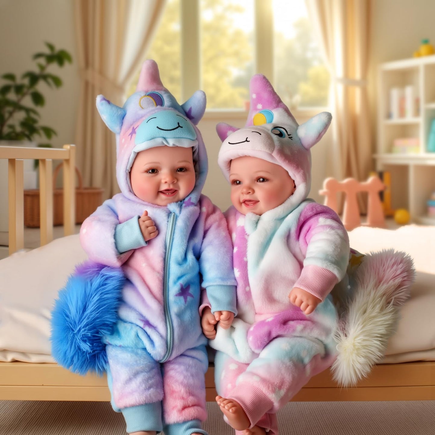 BABESIDE Baby Dolls Twins - 17'' Cute Soft Body Realistic Newborn Twin Dolls Real Life Baby Girl and Boy with Accessories for 3+ Year Old Kids Gifts, Pretend Play, Collection