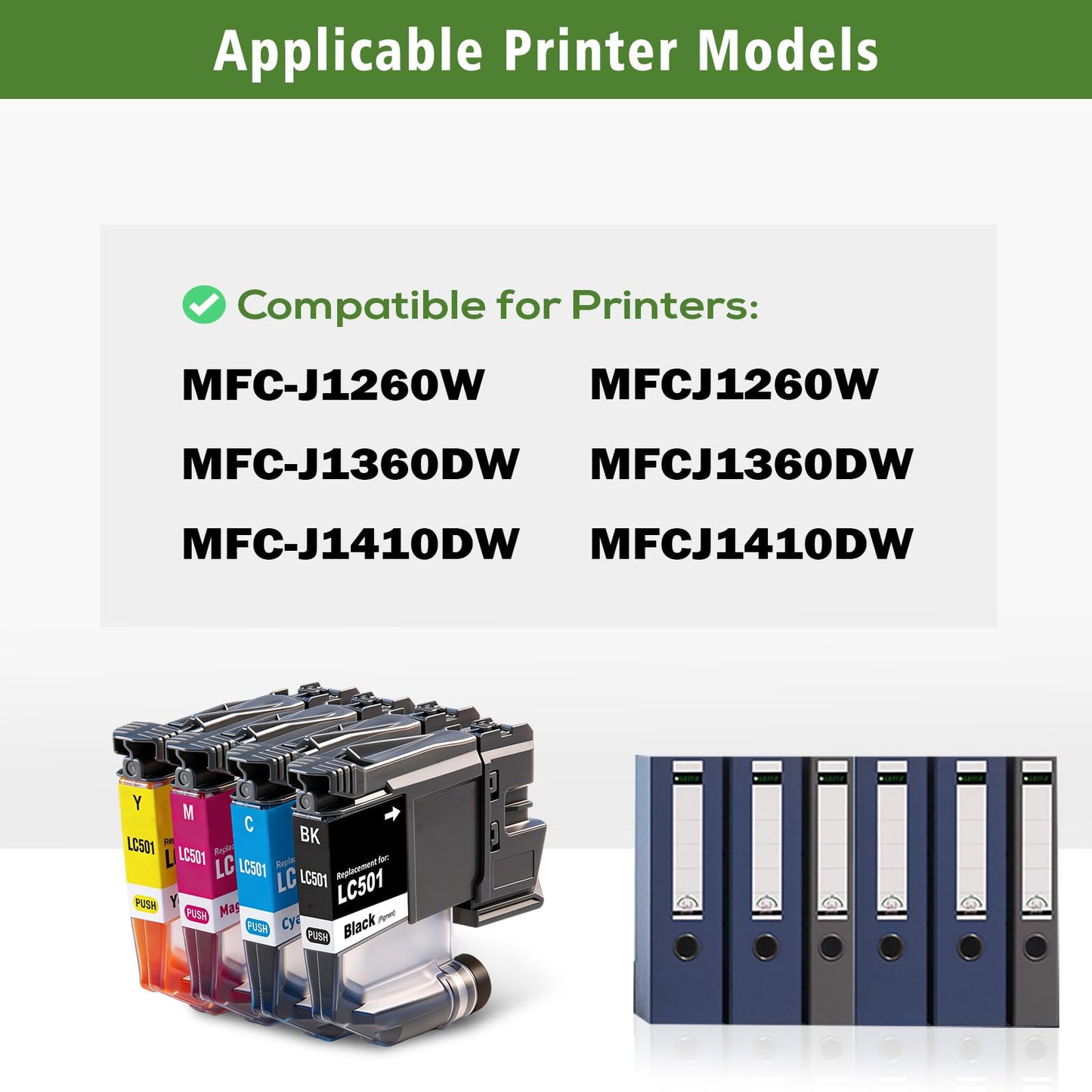 GREENPRINT LC501 LC5014PK Compatible Ink Cartridges Standard Capacity for MFC-J1260W MFC-J1360DW MFC-J1410DW Printers (4 Colors Set, Black Cyan Magenta Yellow)