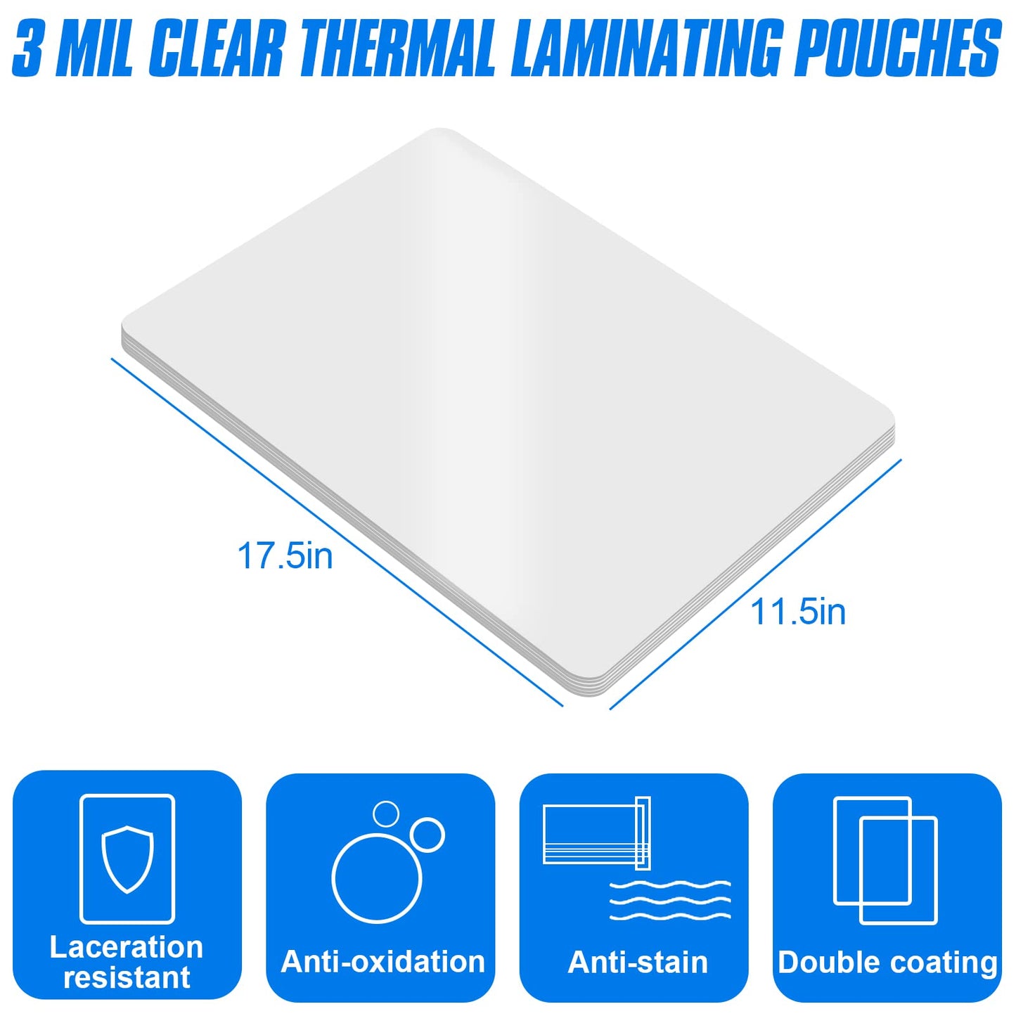 HERKKA 100 Pack Laminating Sheets, Hold 11 x 17 Inch Sheet, 3 Mil Clear Thermal Laminating Pouches 11.5 x 17.5 Inch Lamination Sheet Paper for Laminator, Round Corner
