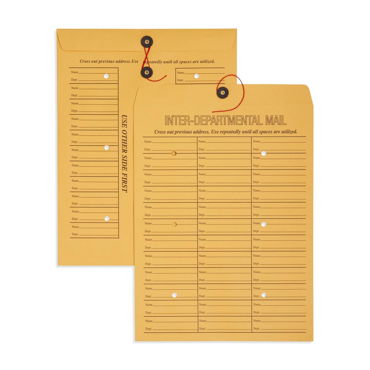 Blue Summit Inter-Department Envelopes, String Tie, Brown Kraft, 12 x 16 Inches – 25 Envelopes