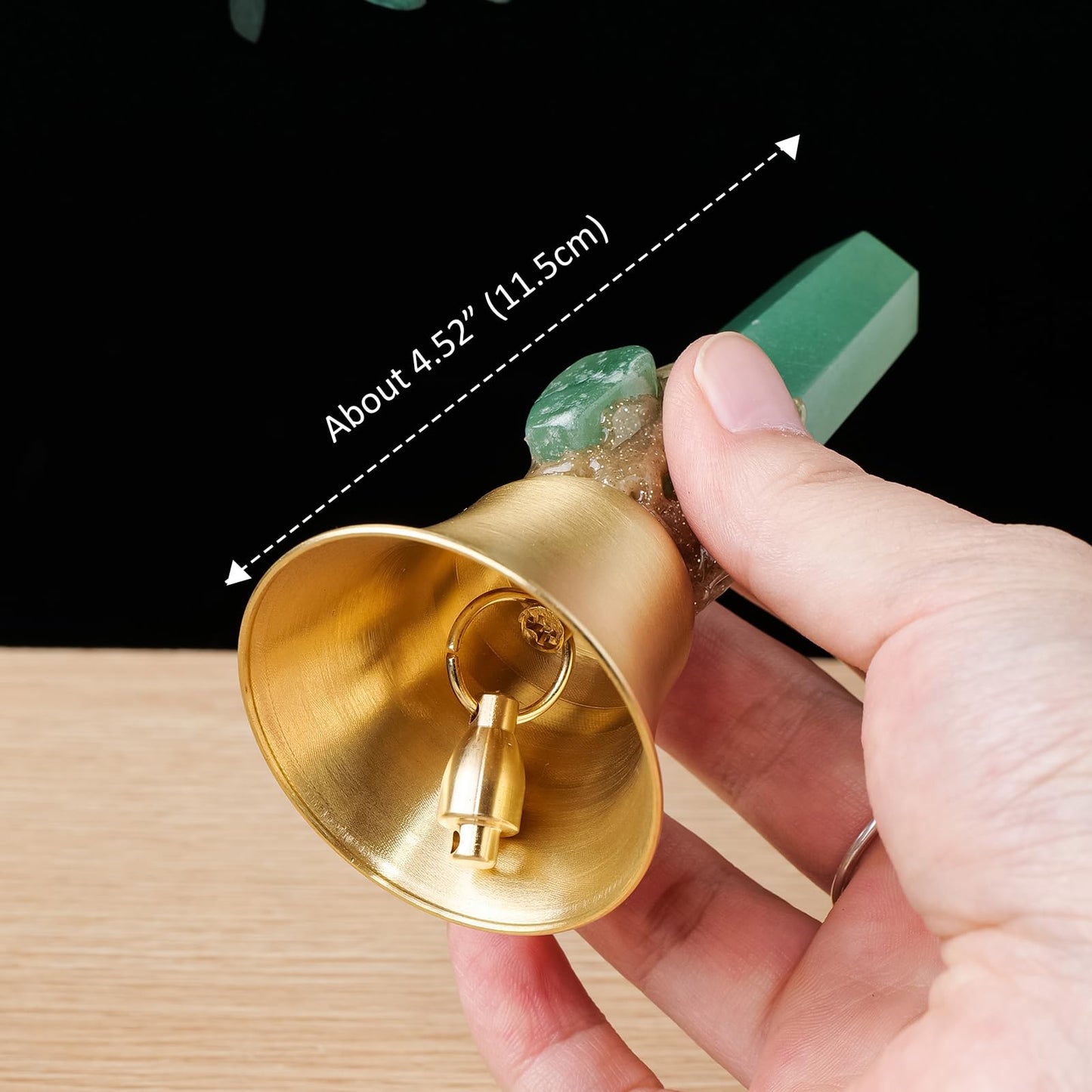 Super Loud Solid Brass Hand Call Bell Meditation Altar Bell - Solid Brass Ritual Tool for Prayer, Home Decor & Pet Feeding (Natural Crystal Tower Design)