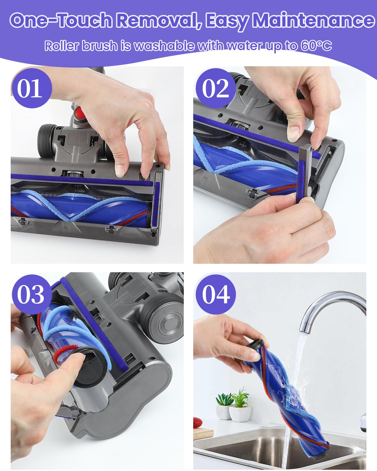 LED Dust Detection Brush Head Compatible with Dyson V7 V8 V10 V11 V15 Vacuum, Green Light Floor Head Replacement with 20W Motor for Hard Floors & Low-Pile Carpet, Pet Hair & Hidden Debris