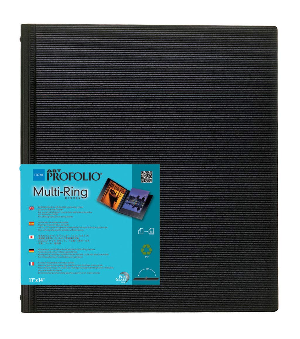 ITOYA RB-11-14 Itoya RB1114 Multi-Ring Binder, Refillable, 11 inch x 14 inch, Black, black, 11x14