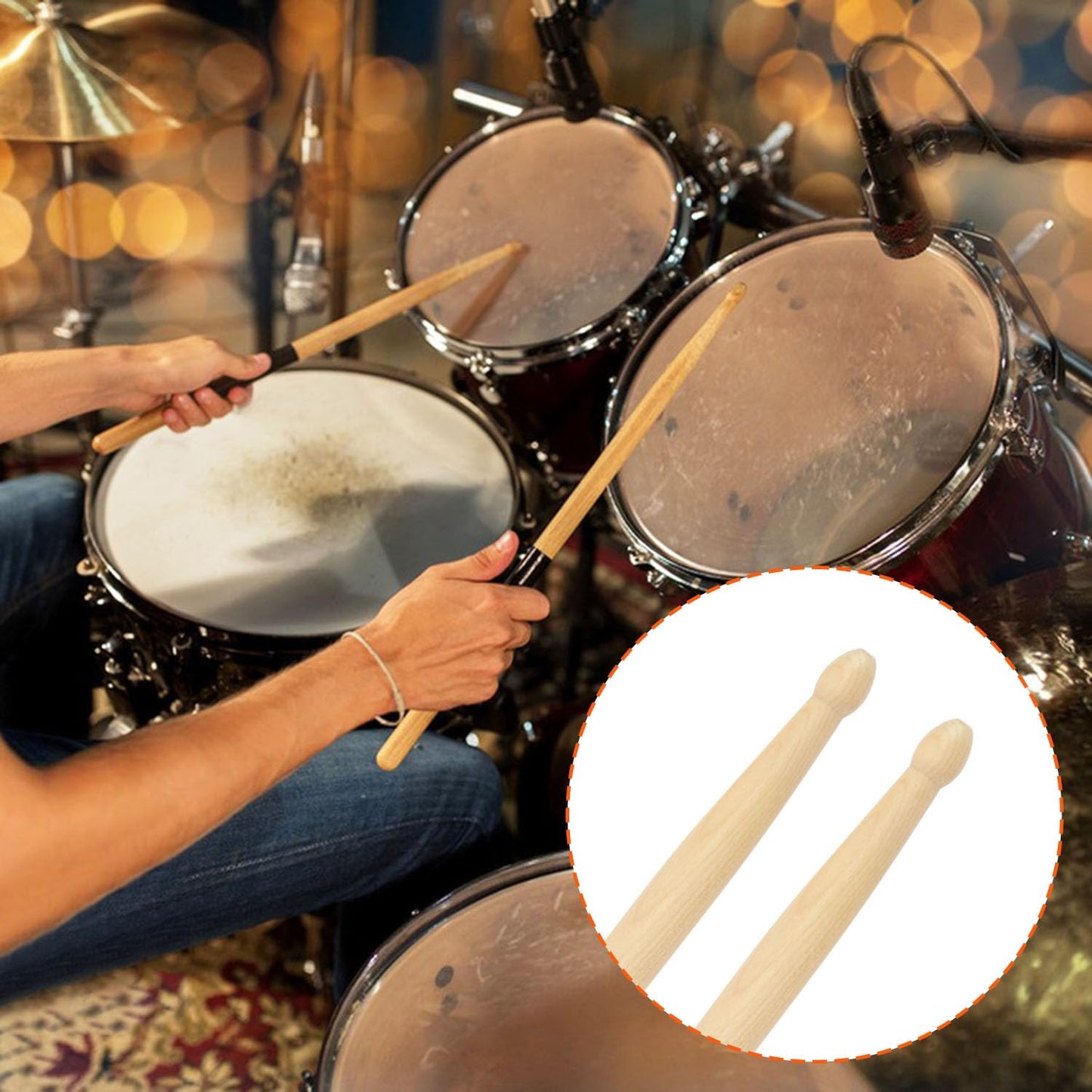 kukmakri 36 Pairs 5A Drum Sticks - 16 Inch Premium 5A Maple Wood Tip Drumsticks, Classic and Durable Wood Tip Drumsticks for Musical Instrument and Beginners