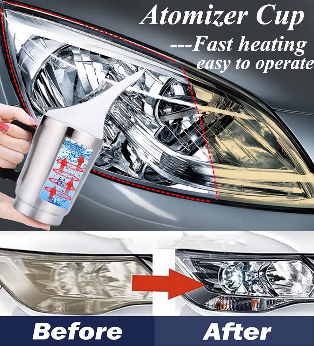Headlight Restoration Kit, Car Headlight Lens Scratch Repair Polish Tool with 100ml Restoration Liquid,Auto Headlight Vapor Renovation Kit with UV Block Coat to Remove Yellowing/Scratch/Haze/Oxidation