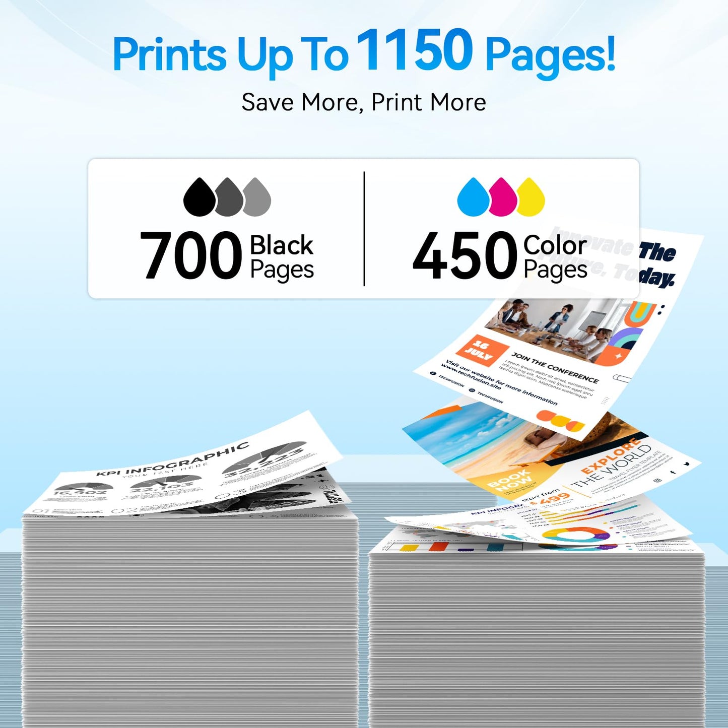 Chromojet 67XL Ink Cartridges Black/Color Combo Pack Compatible for HP Ink 67 67XL Printer Ink 67 Fit for DeskJet 4155e 2855e 2755e 2700 2700e 2800e 4100 Envy 6055e 6455e 6000 6400 Printer