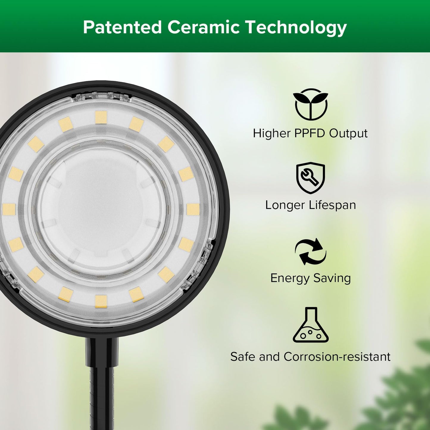 SANSI Grow Lights for Indoor Plants, 500W Equivalent Full Spectrum 3 Head Plant Lights for Indoor Growing, Energy Efficient 30W Dimmable Grow Light 35"-65" Adjustable Tripod Stand Auto On/Off Timer