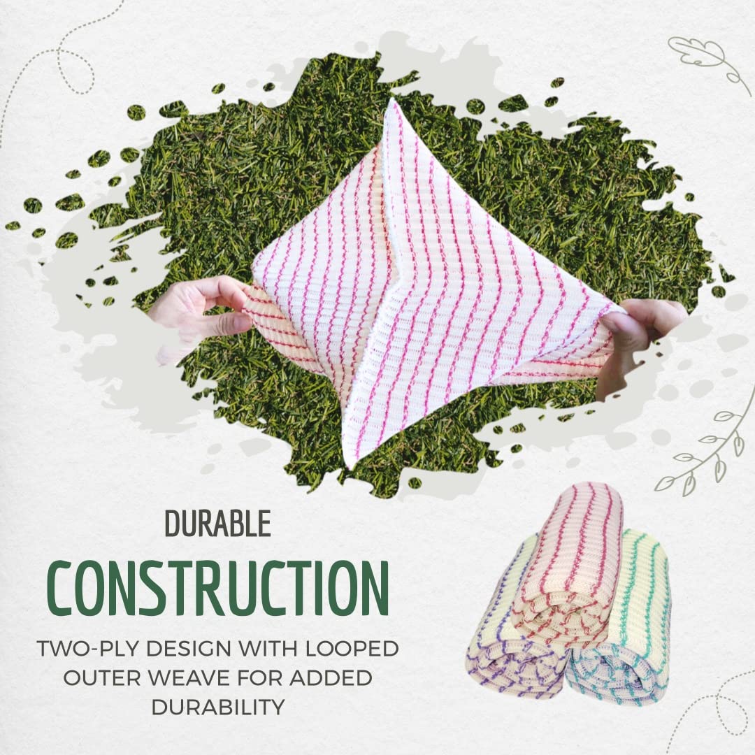 6-Pack Textured Multicolored Dish Cloths by B53 - Kitchen Towels for Washing, Dusting, and Household Cleaning