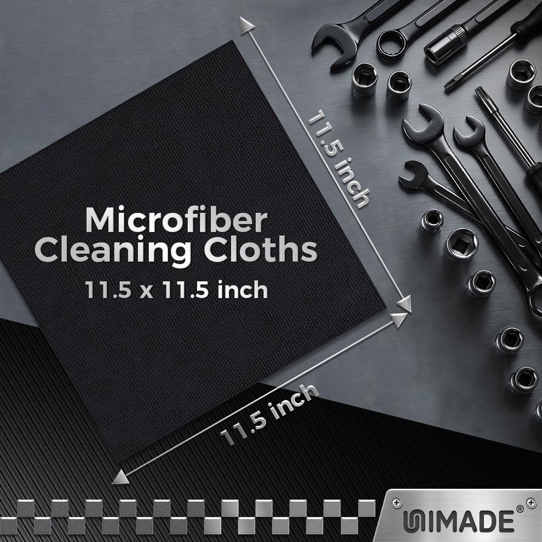 UNIMADE Microfiber Cleaning Cloth, 200 Pack Microfiber Towels for Cars Reusable Shop Rags Bulk Lint Free Cleaning Towels for Car Kitchen Automotive Bar Mechanic Restaurant Garage, 11.5"x 11.5", Black