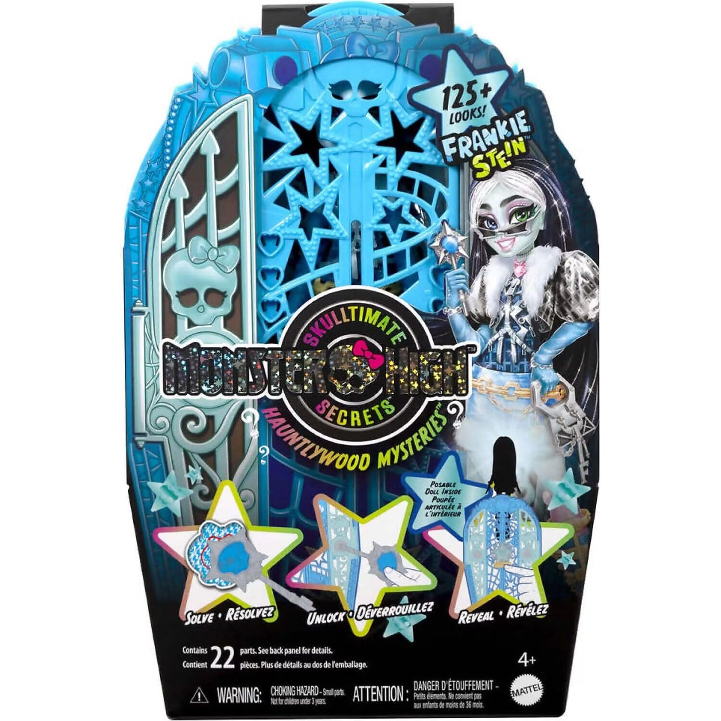 Monster High Skulltimate Secrets Doll and Accessories Set, Hauntlywood Mysteries Frankie Stein with Reveal Closet & 19+ Glam Surprises Like Doll Clothes