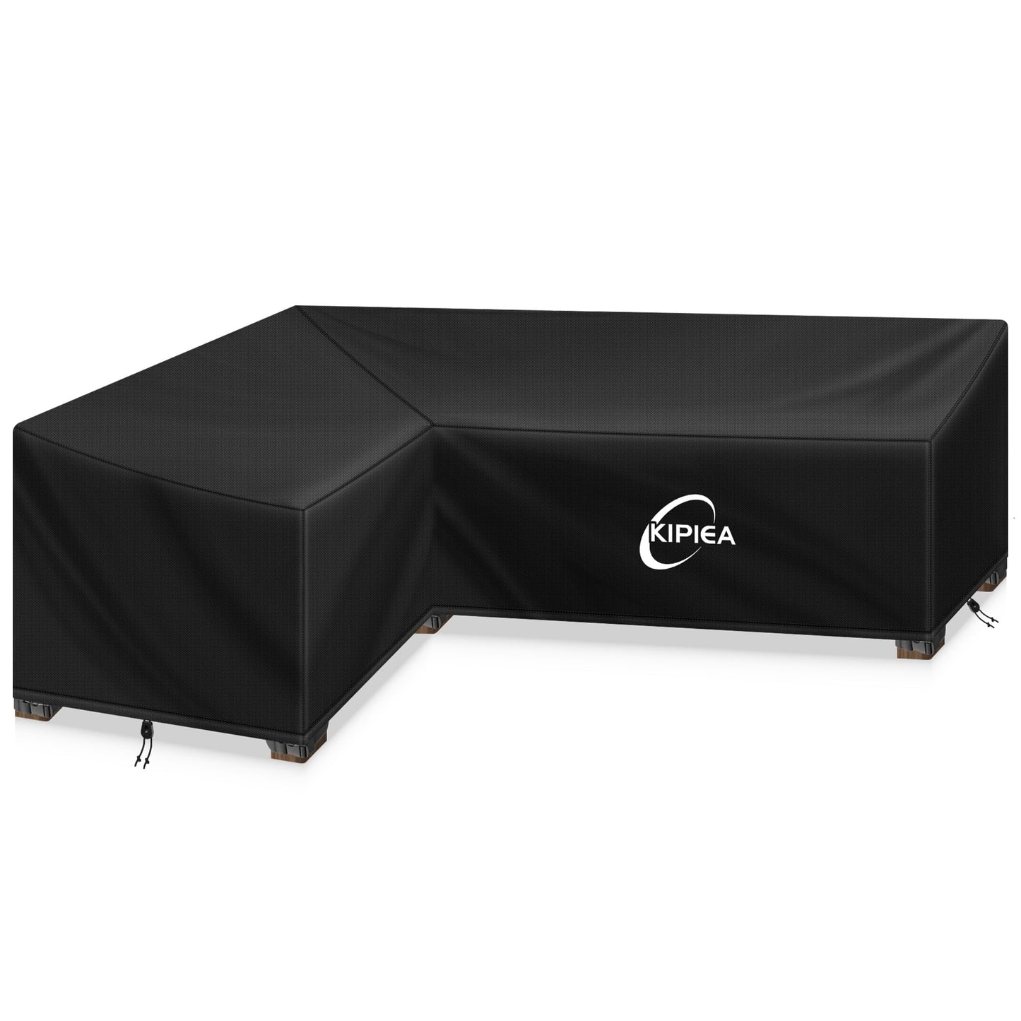 Kipiea Patio L-Shaped Sectional Sofa Cover, 420D Heavy-Duty Oxford Fabric Outdoor Sectional Cover with 6 Windproof Buckles, Anti UV and No Tears, No Fading (Left Facing, 58" x 85" L x 33.5" D x 31" H)