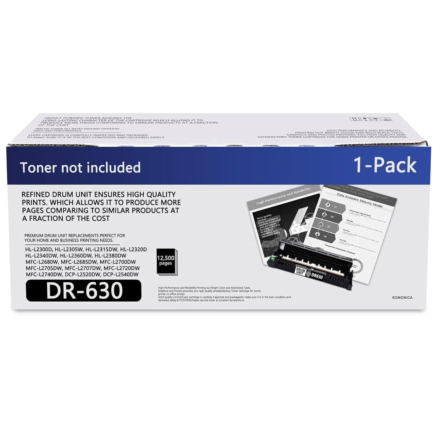 DR-630 DR630 Drum Unit Replacement for DR 630 HL-L2300D L2320D L2360DW L2380DW MFC-L2700DW L2720DW L2740DW DCP-L2520DW L2540DW Printer Black 1 Pack (Toner not Included)