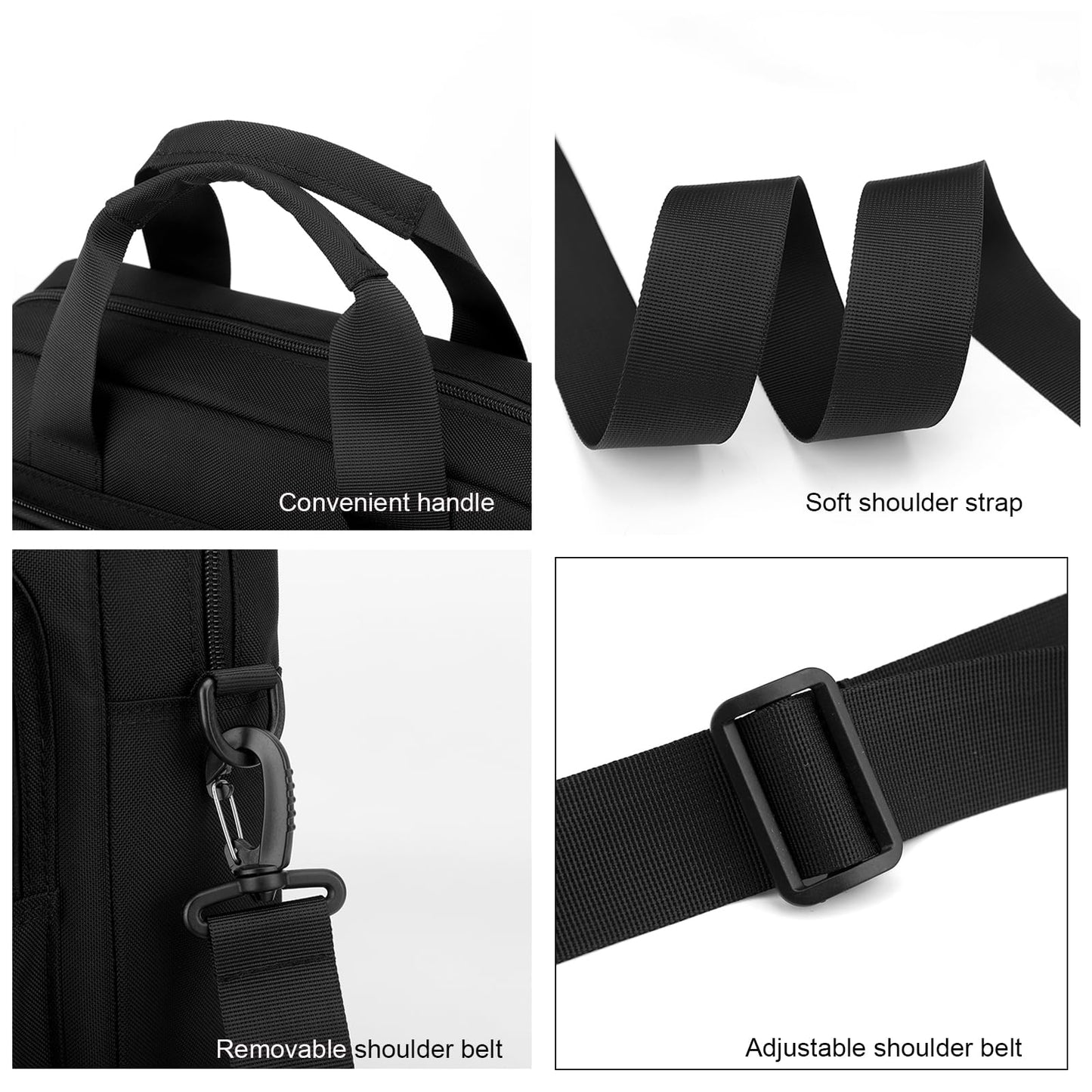 Laptop Bag 15.6 Inch Briefcase for Men Women Waterproof Nylon Lightweight, Shoulder Computer Messenger Handbag for Business Office Work Travel College Black