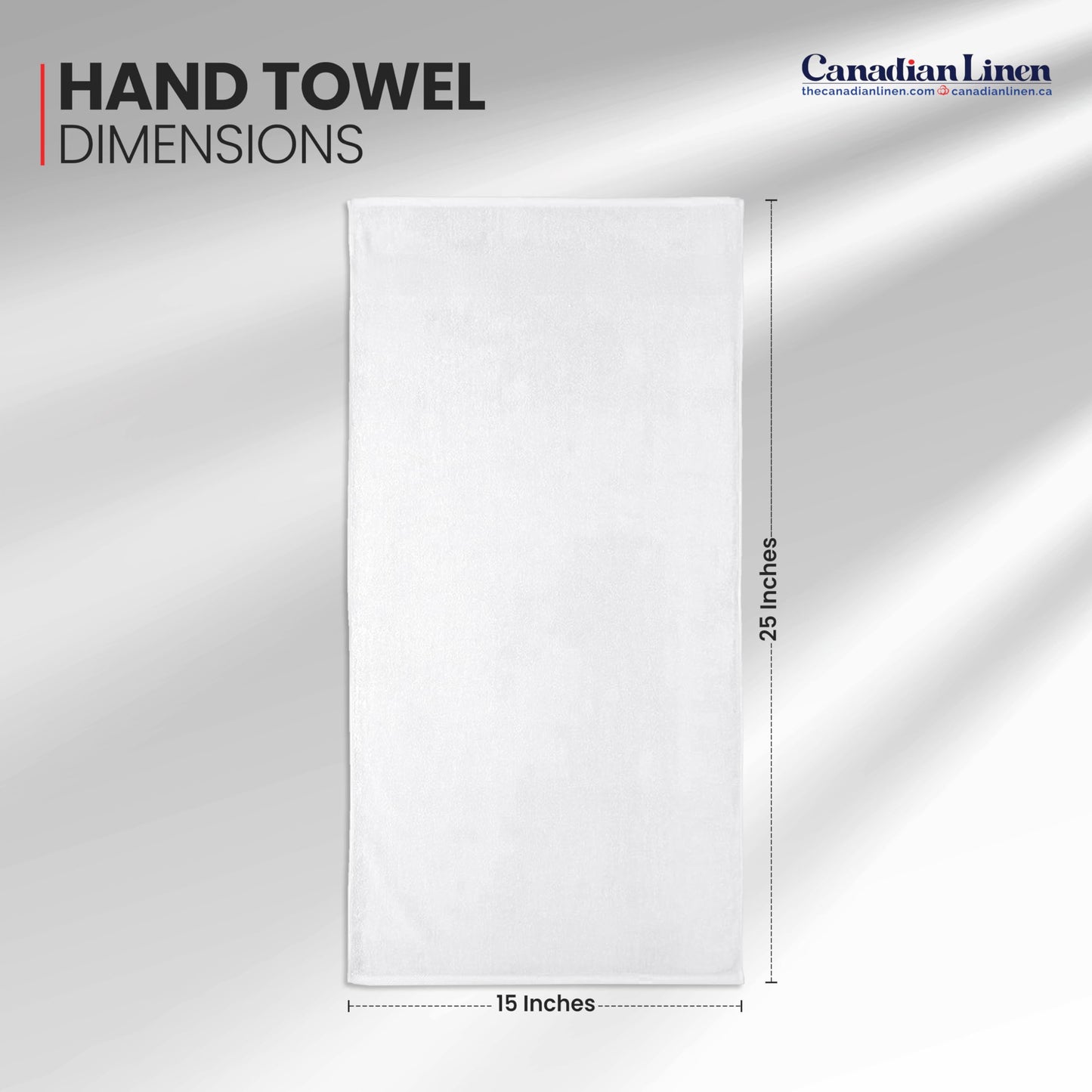 Canadian Linen Basic White Hand Towels, 15”x25”, 12 Pack Lightweight Quick Dry Terry Cotton Cleaning Dish Cloth Hair Salon Nursing Home Bathroom Spa Kitchen Office Car Wash Sports Pool Gym Restaurant