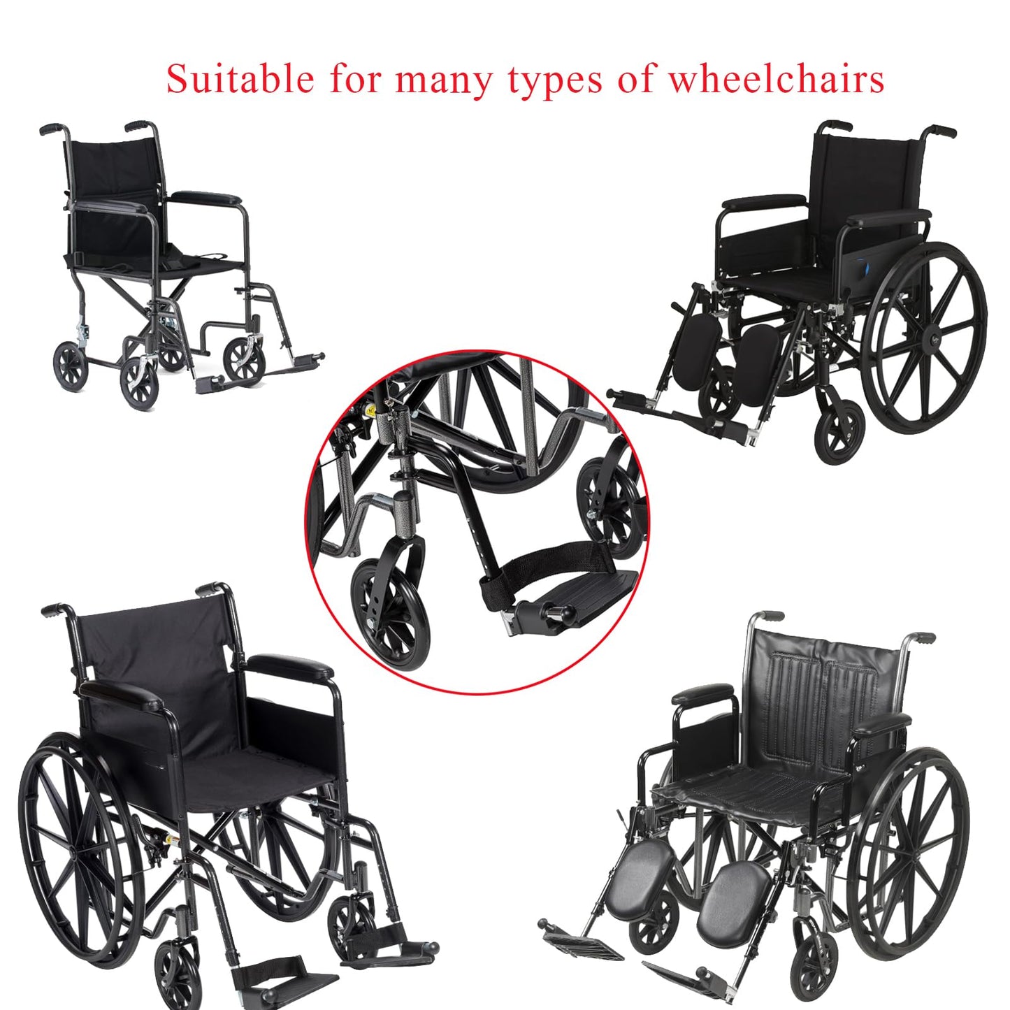 (1Pair) Wheelchair Replacement Footrests,Wheelchair Replacement Parts,Wheelchair Swivel Footrests for Standard Wheelchairs,Black