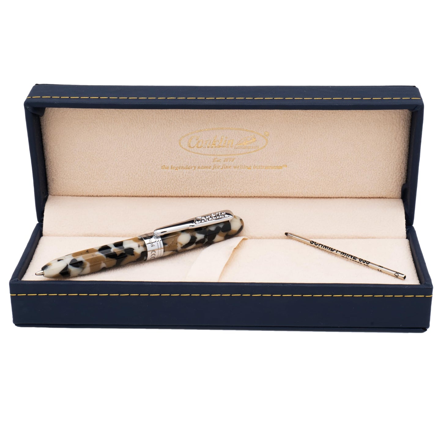 Conklin Minigraph Ballpoint Pen White Satin with extra blue D1 refill
