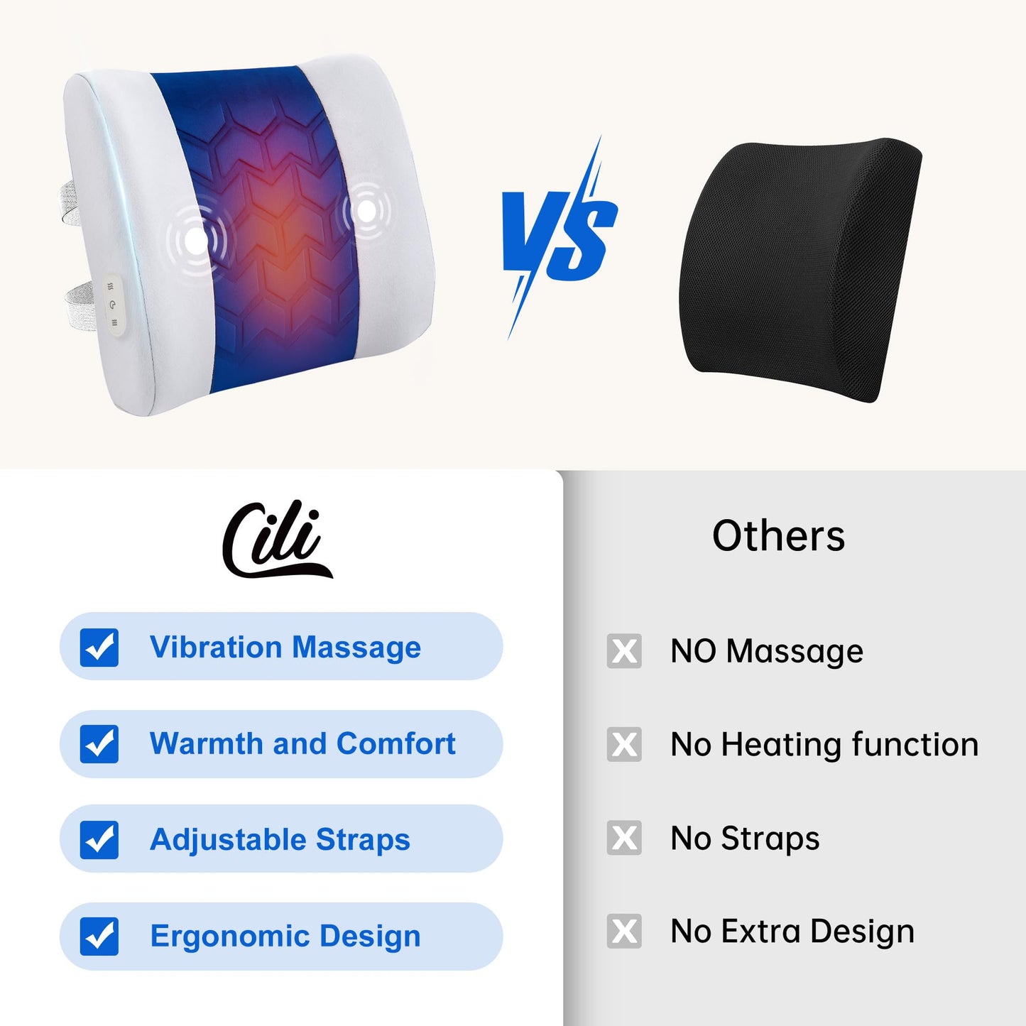 CILI Lumbar Support Pillow with Heat