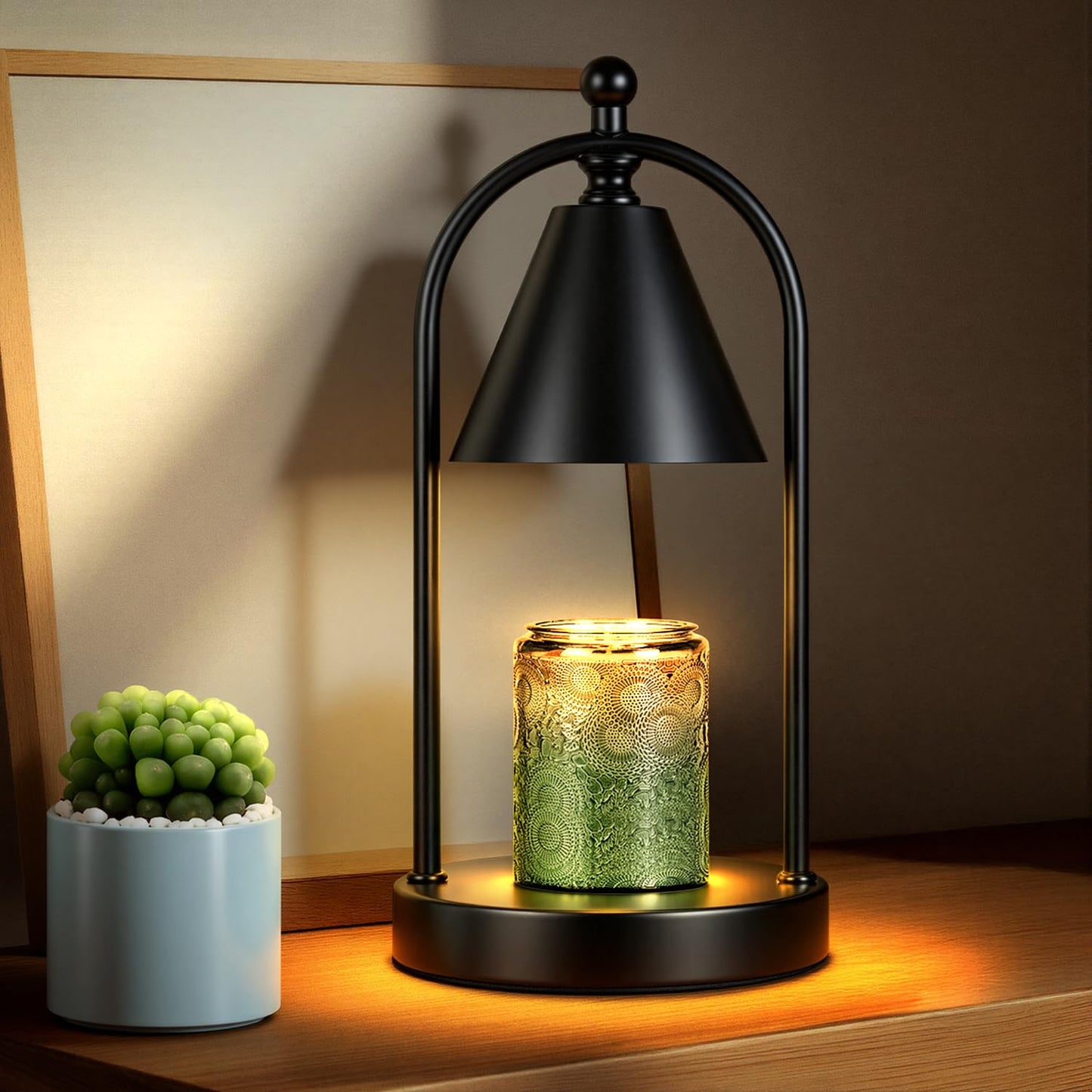 Soilsiu Candle Warmer Lamp with Timer, Electric Black Candle Warmer Light for Bedroom, Dimmable Wax Melts Warmer for Candle Jars, Home Decor Beside Lamp Gifts for Women (2 Bulbs Included)