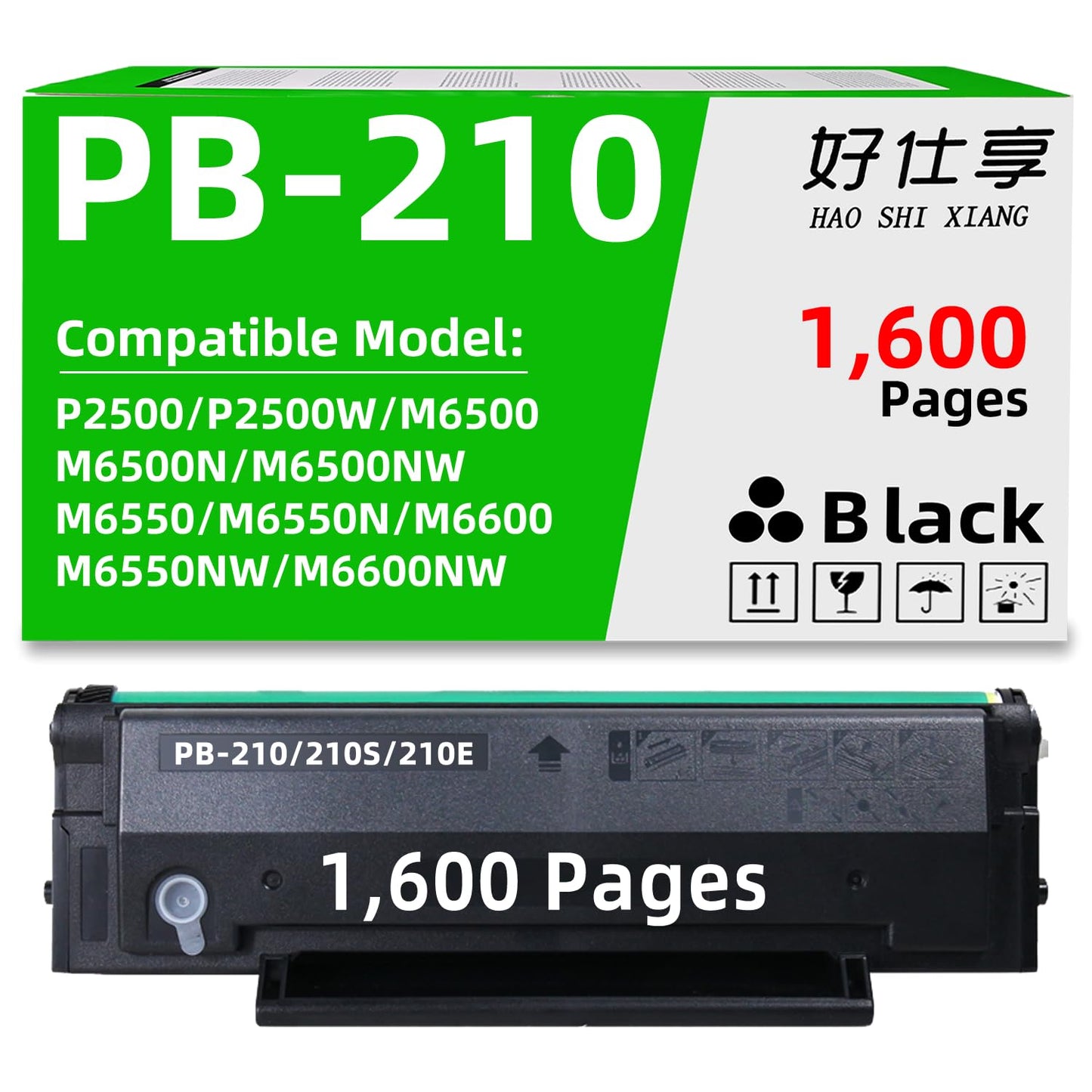 PB210 PB211 PB-210 PB-211 Black Toner Cartridge Compatible for Pantum PB-210E PB-210S PB-211E PB-211EV P2200 P2207 P2500 P2502 M6500 M6550 M6552 M6600 M6602 Printer (PB210 Toner-1600Pages)