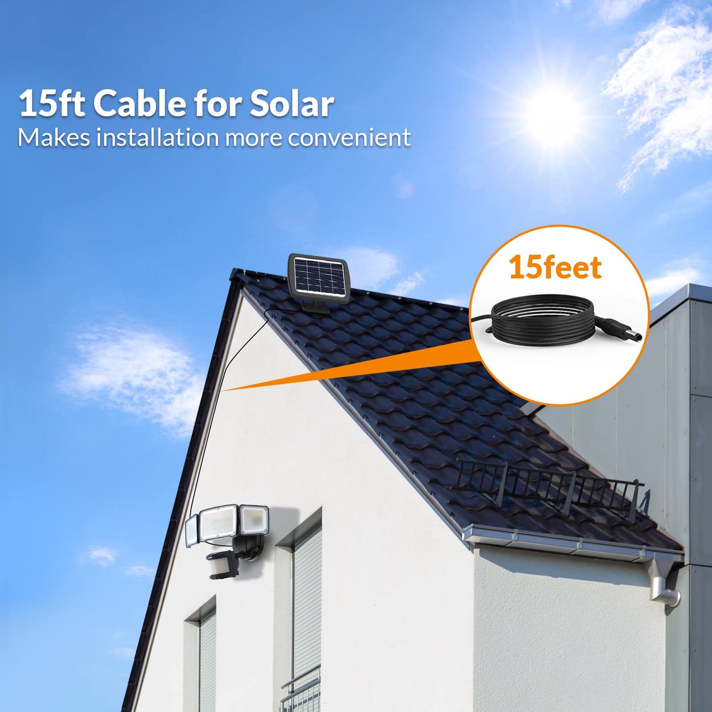 LEPOWER LED Solar Motion Outdoor Security Light, 1600LM Solar Motion Sensor Lights, 5500K White Light IP65 Waterproof Outdoor Flood Solar Light with 3 Adjustable Head for Yard, Garage（Black）