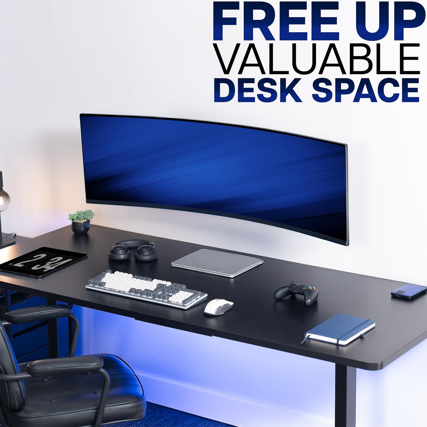 VIVO Low Profile Ultrawide Monitor Wall Mount for up to 49 inch Screens and up to 32” TVs, Holds 44 lbs, Tilt and Sliding Adjustment, Max VESA 200x400, Black, MOUNT-VW49U