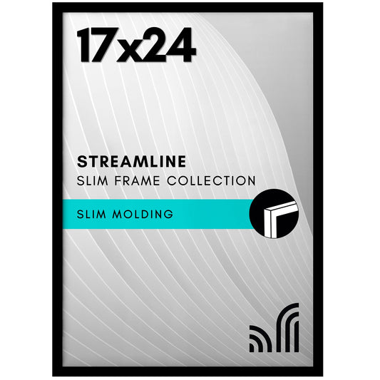 Americanflat 17x24 Picture Frame with Polished Plexiglass - Streamline Collection - Thin Border Picture Frame for Wall Display - Hanging Hardware Included - Black