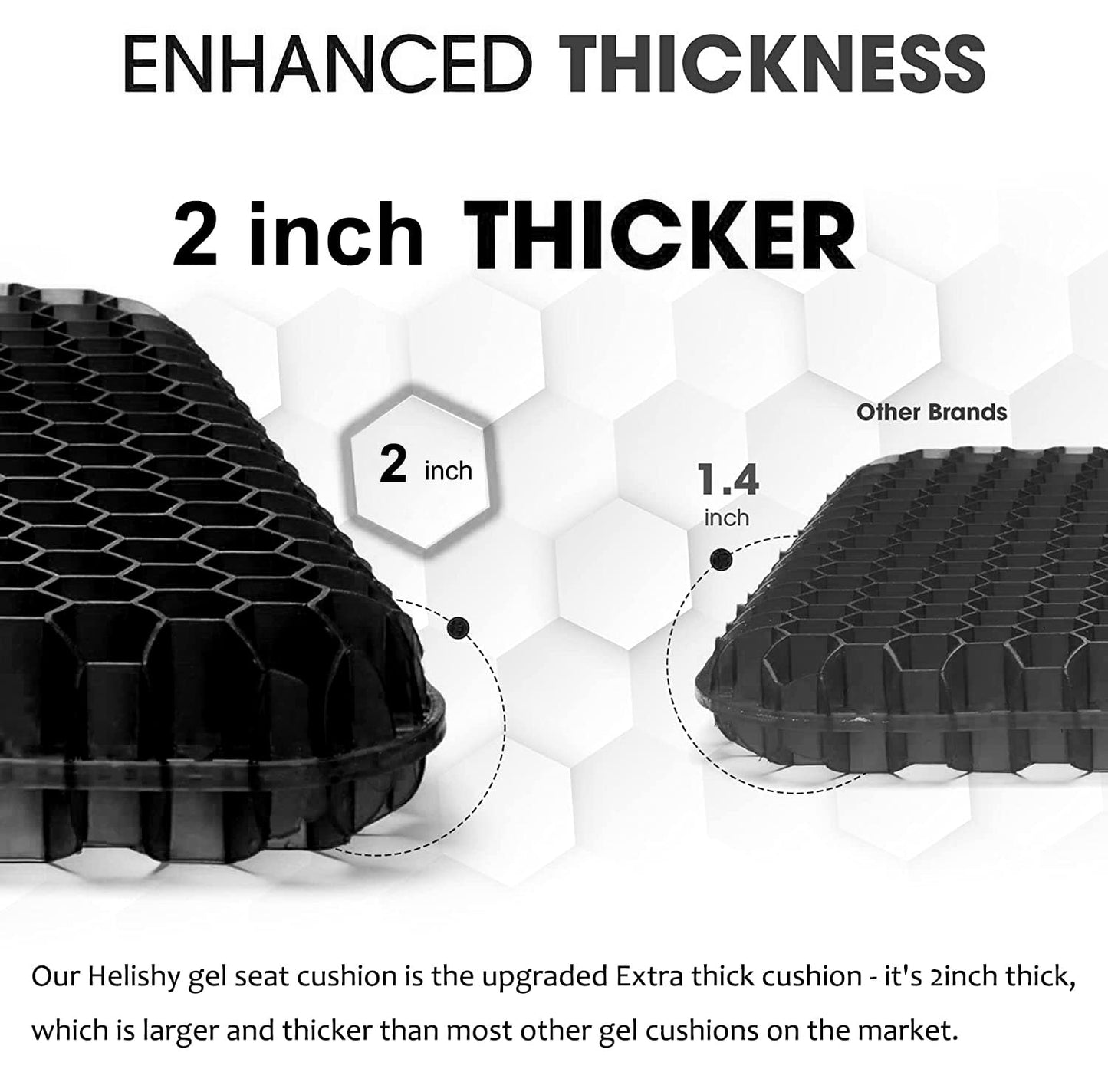 Gel Seat Cushion for Long Sitting, Extra Thick Gel Cushion for Wheelchair Soft Chair Pads Cushion for Office Home Chairs Car Seats Long Trips - Back Sciatica Hip Tailbone Pain Relief Cushion (Black)