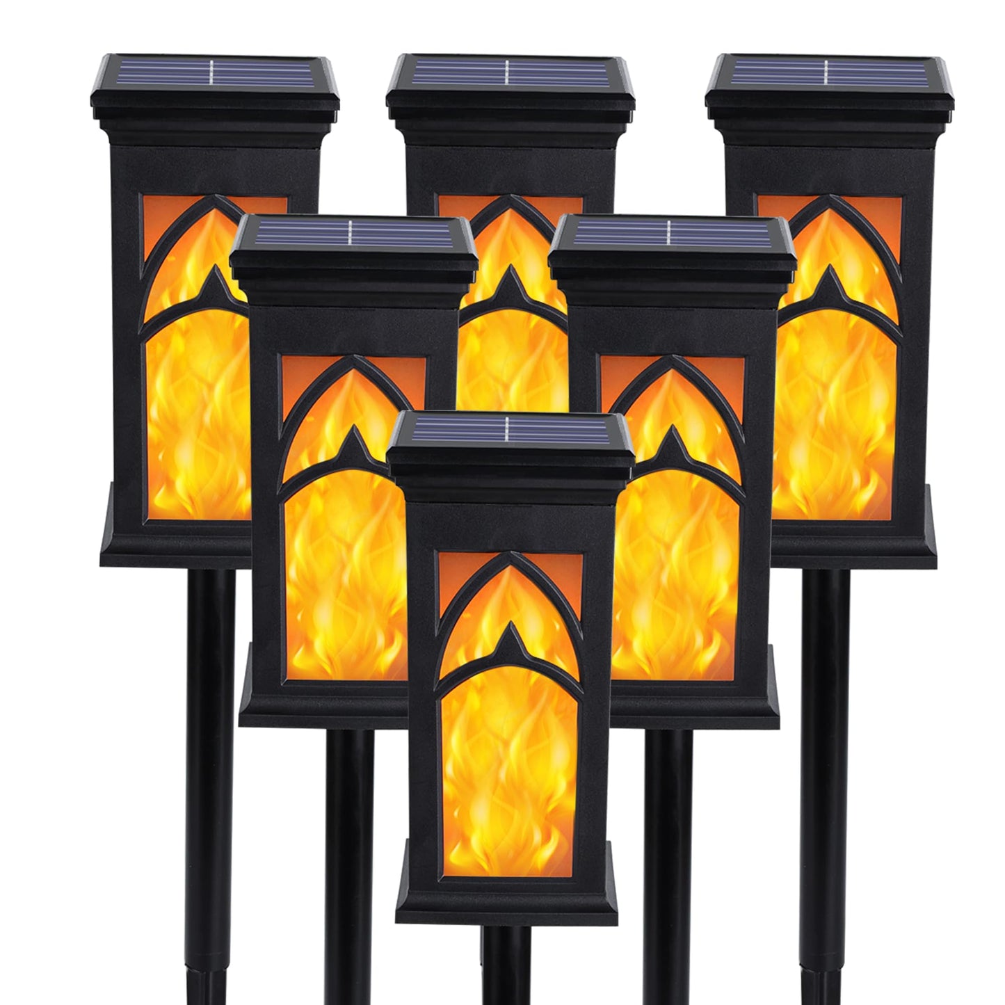 Solar Lights Outdoor, 6 Pack Solar Torch Light with Flickering Flame, Waterproof Garden Lights Outdoor Landscape Lighting, Flame Torches for Outside Patio Pathway Walkway Yard Lawn Decorations