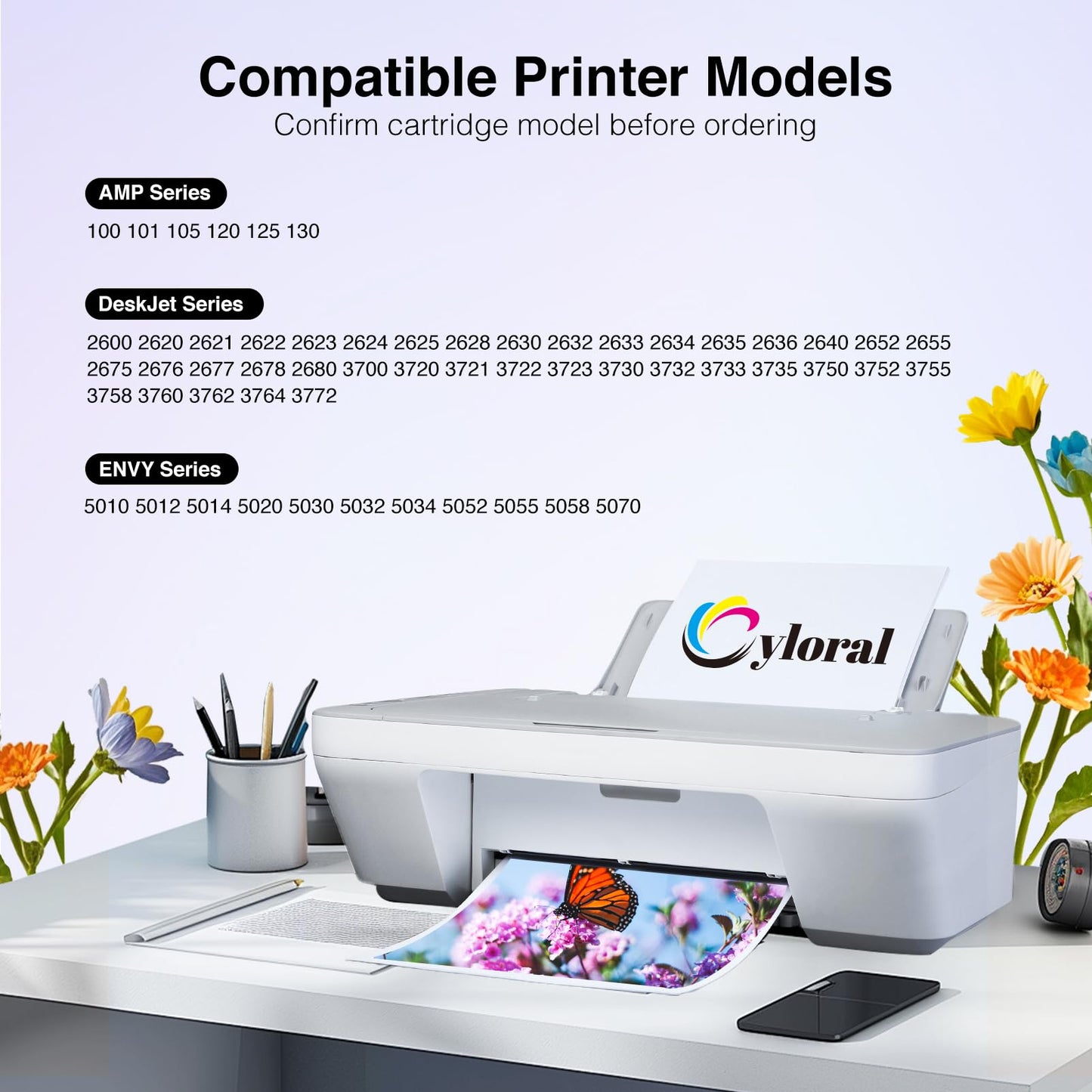 Cyloral 65XL Ink Cartridge for HP 65 Ink Cartridges for Envy 5055 5052 5058 Deskjet 3755 2655 3752 3720 3722 3723 3758 2652 2622 for HP Ink 65 XL Combo Pack for HP65 Ink Cartridges Replacement