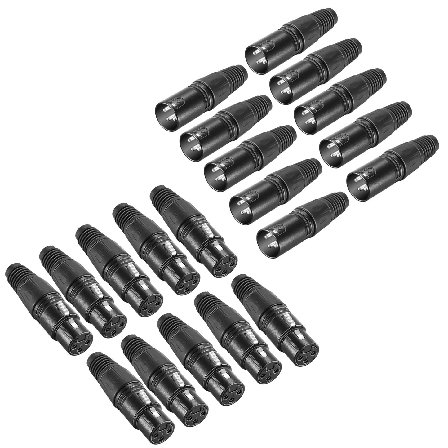 Neewer Micro Snake Charger Connector 3 Pin XLR 20pcs Audio Jack Microphone Connector with Charger Cable 10 Male and 10 Female Connectors Zinc Alloy