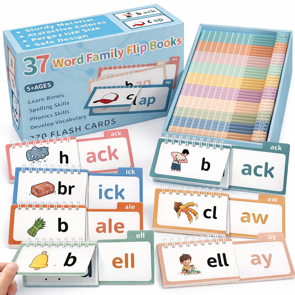 Yoink Word Family Build Book - 37 Read and Rhyme Flip Books for Kids, Learn to Read Phonics & Sight Flash Cards for Kindergarten, Preschool Classroom Homeschool Learning Activities