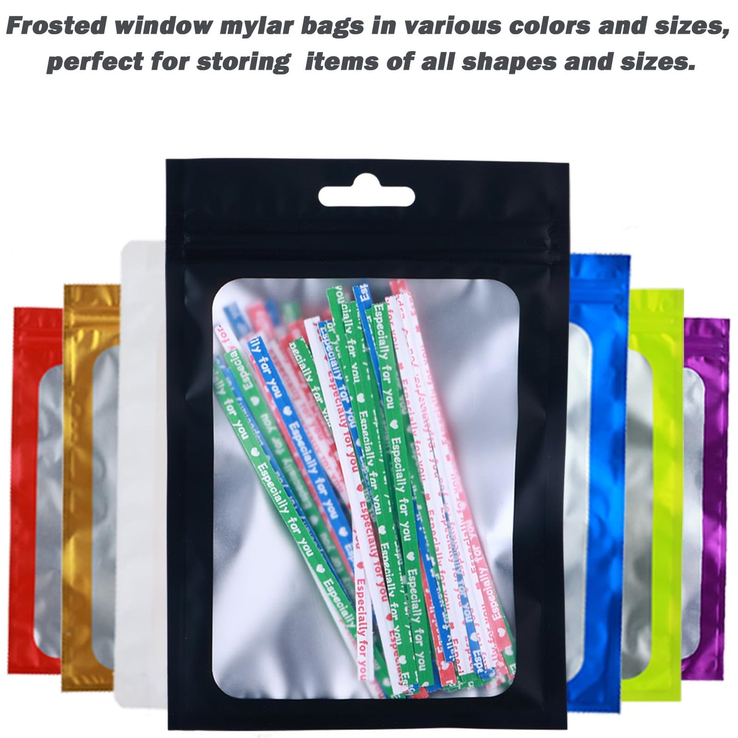150-pack 10 x 14 in Mylar Bags with Clear Window 1 Gallon Large Resealable Foil Pouches for Food Storage Smell Proof Edible Packaging Bag for Jewelry Small Business Shipping Bags, Matte black