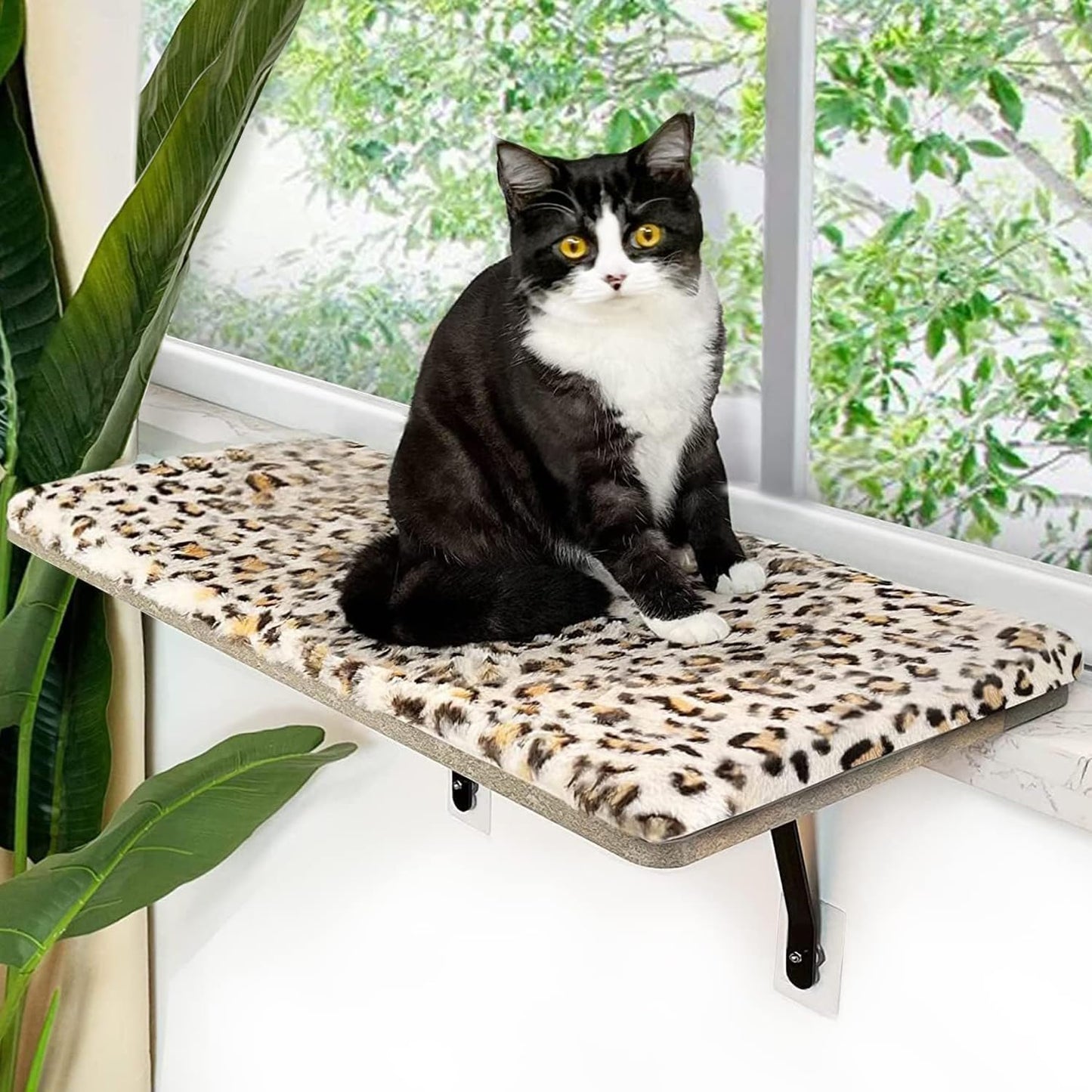 Cat Window Bed, 23" Large Size for 2-3 Cats with 2 Replacement Cover Cat Window Perches Rack, Sunbath Freedom Hammock Seat Narrow Windowsill Extends Cat Rest Space